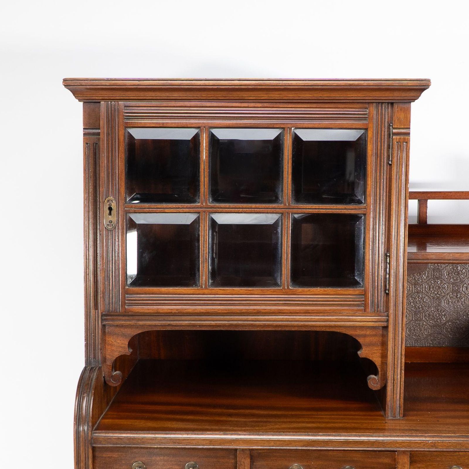 Lambs Of Manchester. An Anglo Japanese Secretaire Bookcase With Lacquered Panel photo buy