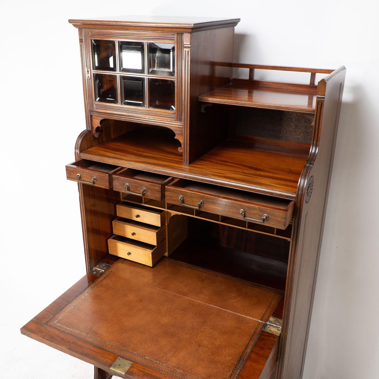 8974.0 Lambs Of Manchester. An Anglo Japanese Secretaire Bookcase With Lacquered Panel photo