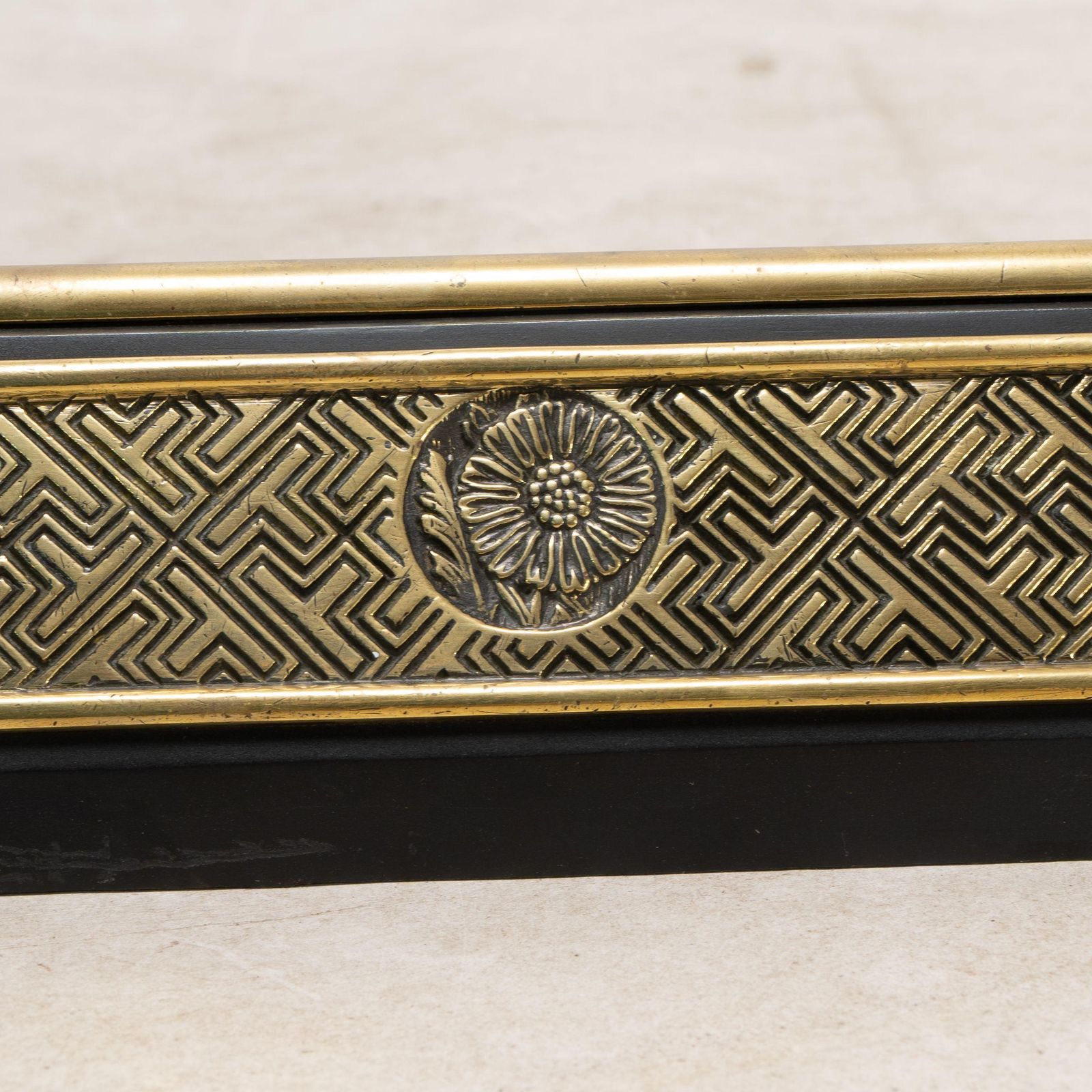 photo furniture Thomas Jeckyll For Barnard Bishop & Barnard. An Aesthetic Movement Brass Fender