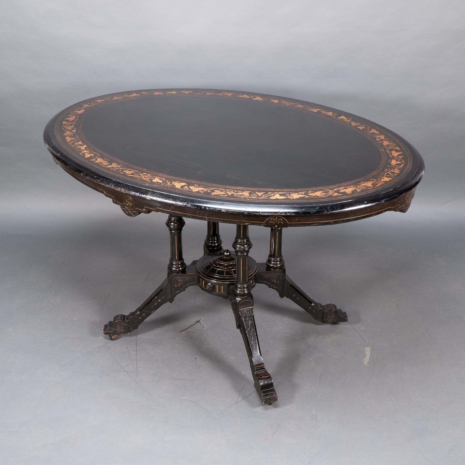 Gillows Attr. An Aesthetic Movement Tilt Top Dining Table With Floral Inlays photo buy
