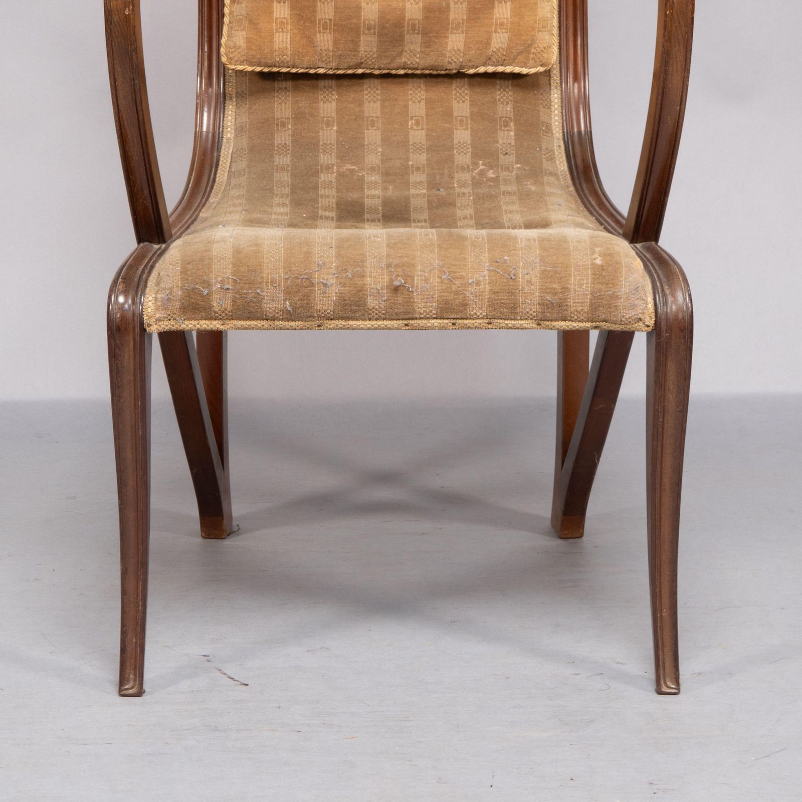photo vintage Louis Majorelle. Art Nouveau Carved Walnut Armchair With Original Period Fabric