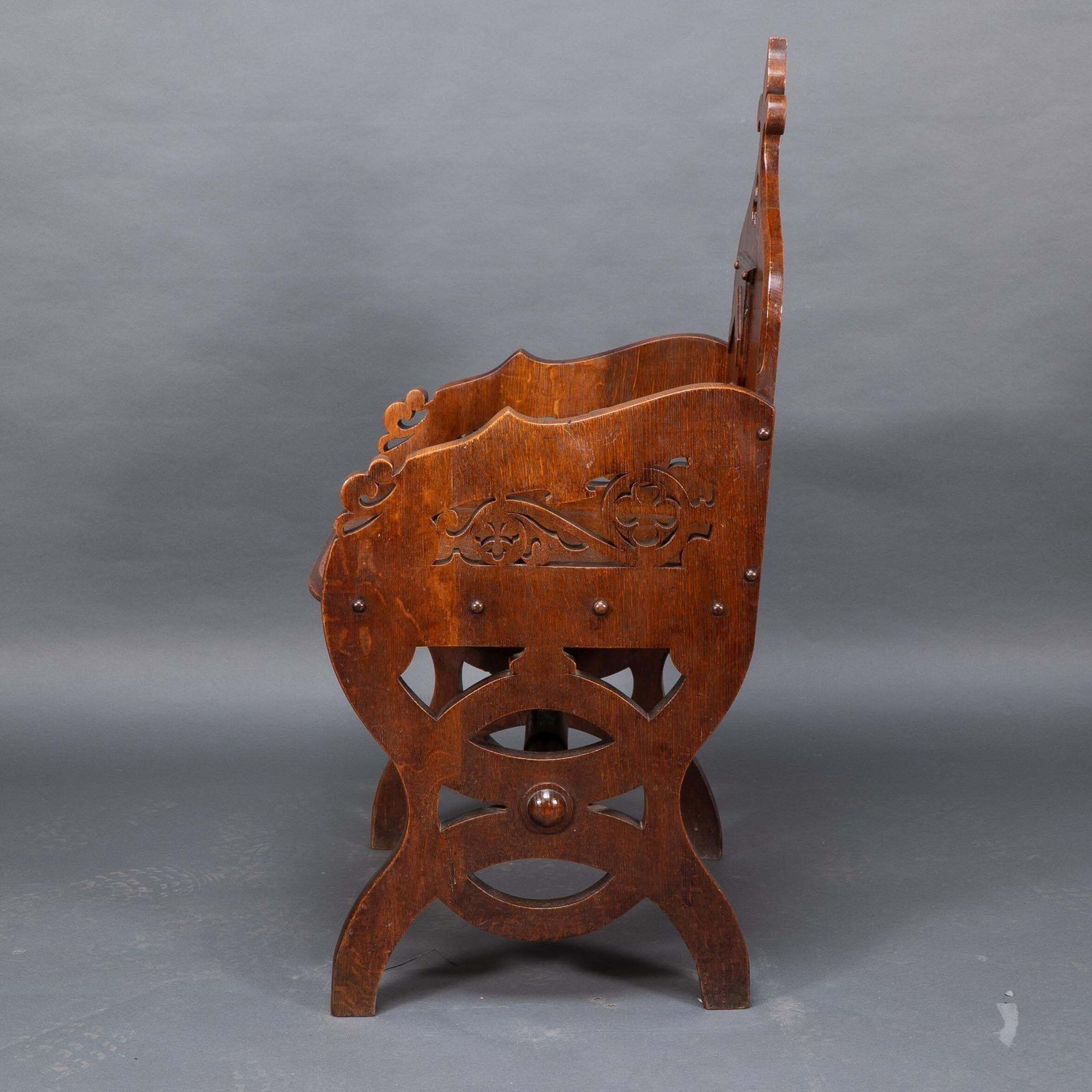 A High Gothic Revival Oak Armchair With Carved And Fretwork Sides photo Furniture