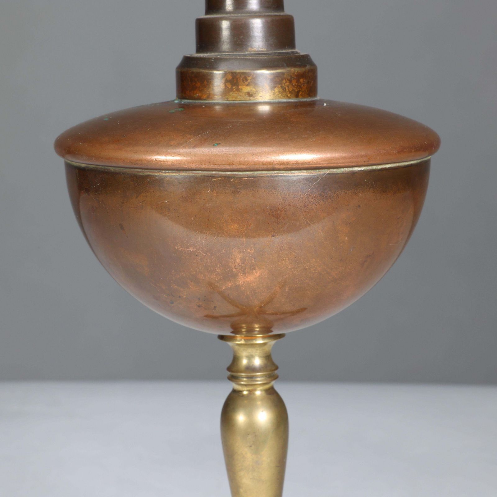 Was Benson. An Arts And Crafts Four Leg Table Oil Lamp Converted To Electricity photo buy