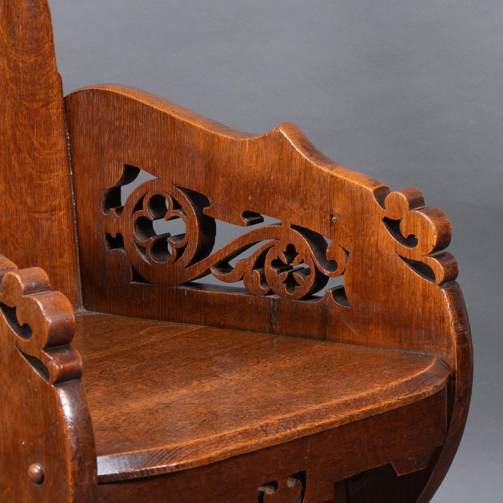 photo for sale A High Gothic Revival Oak Armchair With Carved And Fretwork Sides