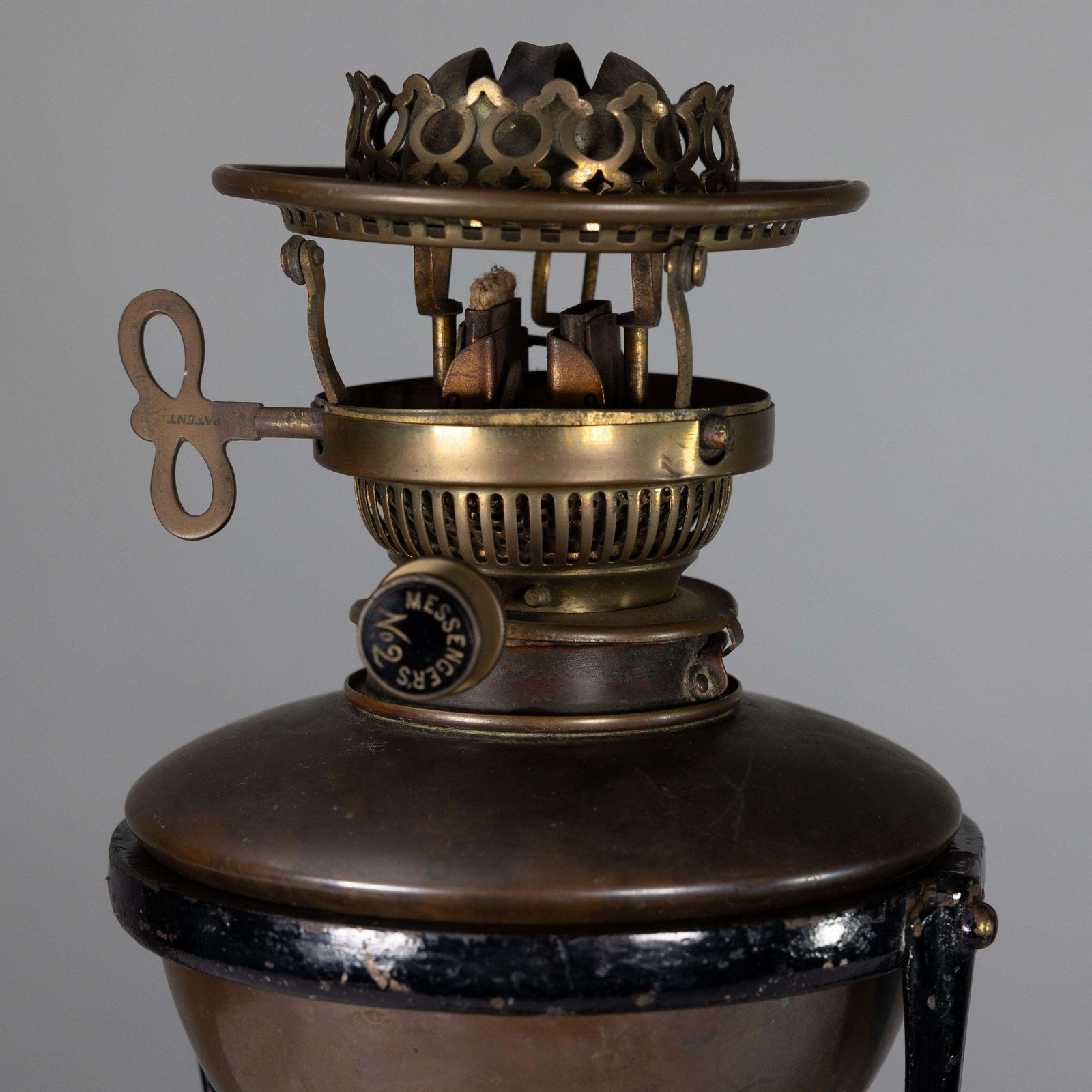 Was Benson. An Arts And Crafts Cast Iron Four Leg Table Oil Lamp photo buy