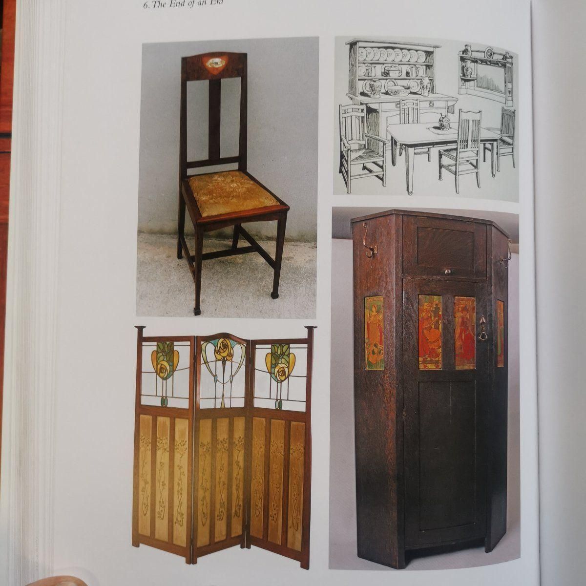 photo vinterior Liberty & Co. Glasgow Style Arts & Crafts Walnut Three Fold Screen