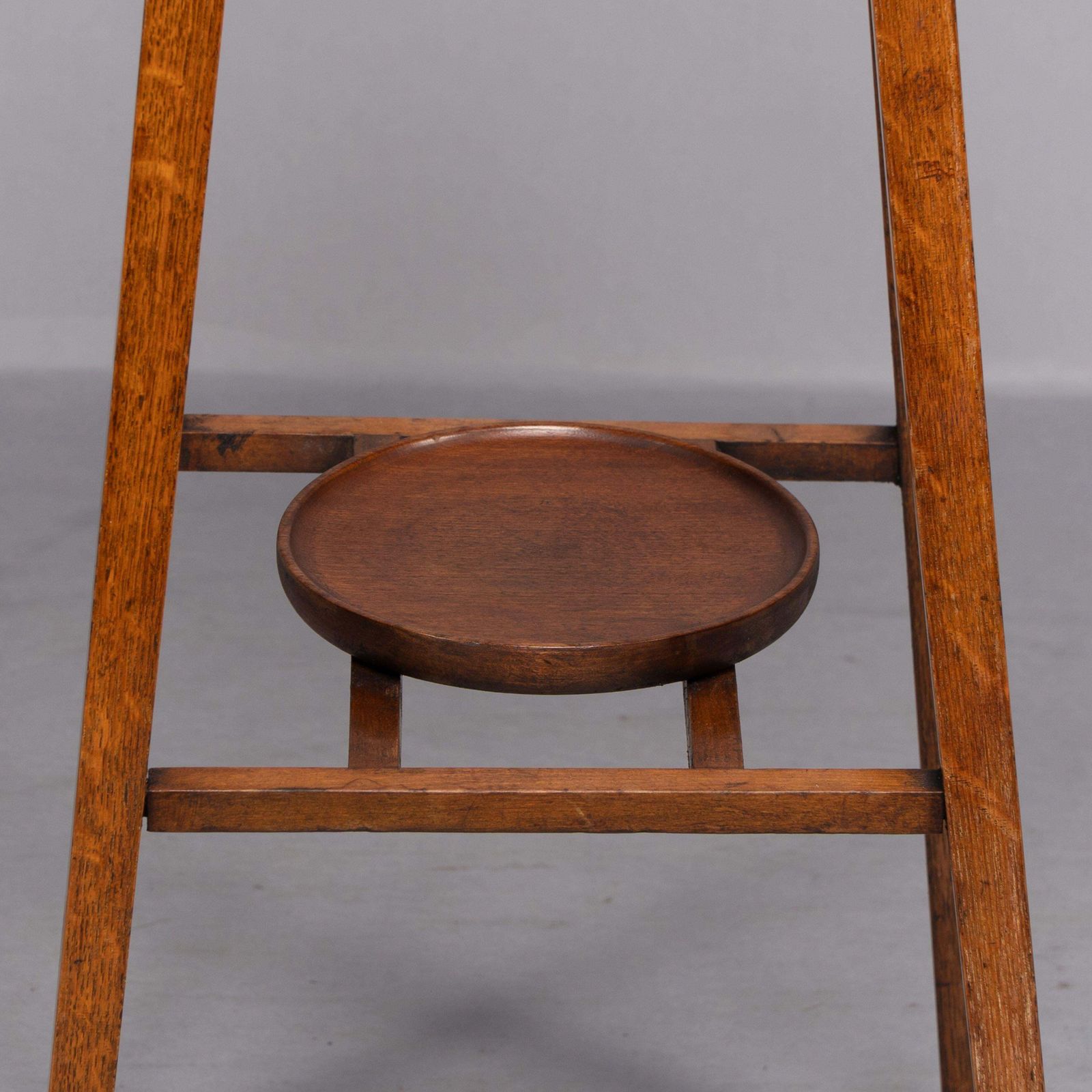 8977.0 A Rare Pair Of Arts & Crafts Oak Plant Stands With Square Tops And Tapering Legs photo