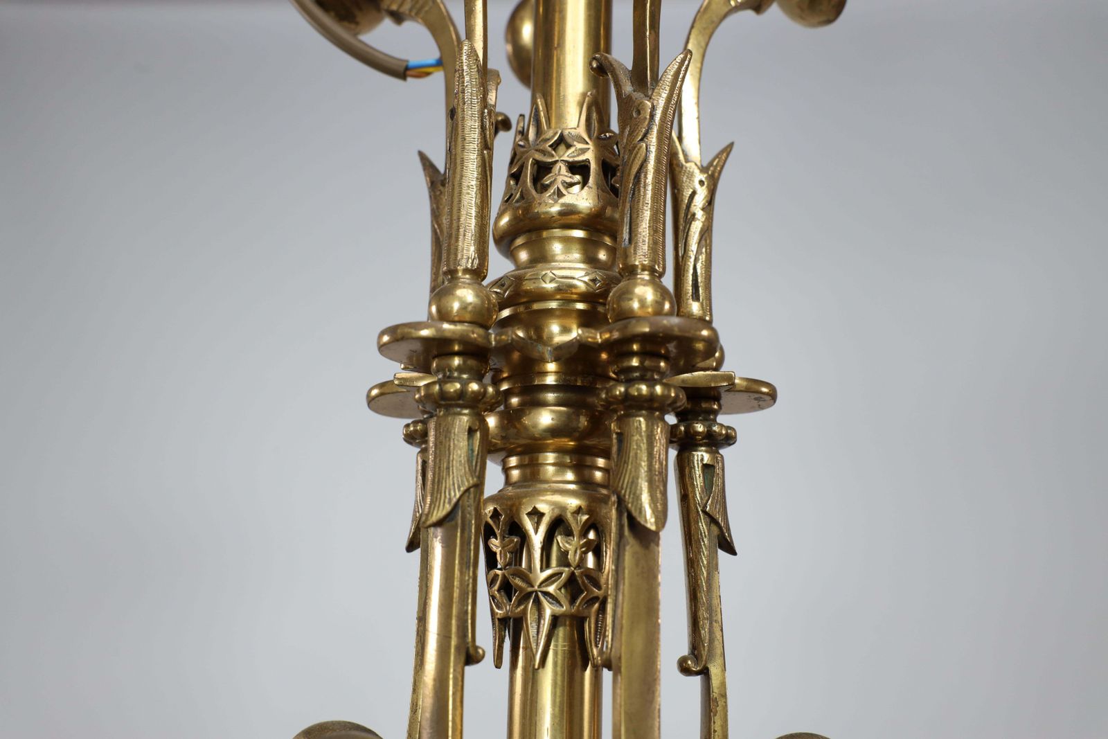 photo furniture DR Christopher Dresser (Manner). An Aesthetic Movement Brass Five Arm Chandelier