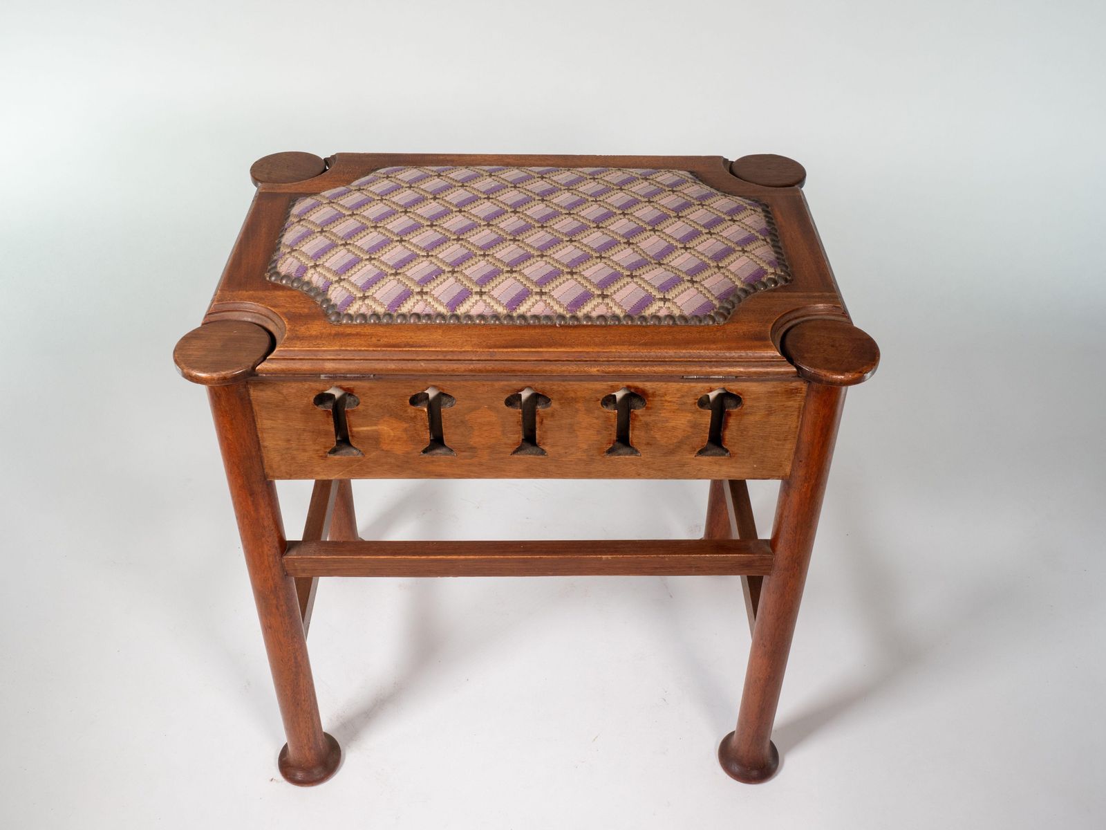 Liberty & Co Attri. Glasgow School Walnut Piano Stool W. Storage Under The Seat photo furniture