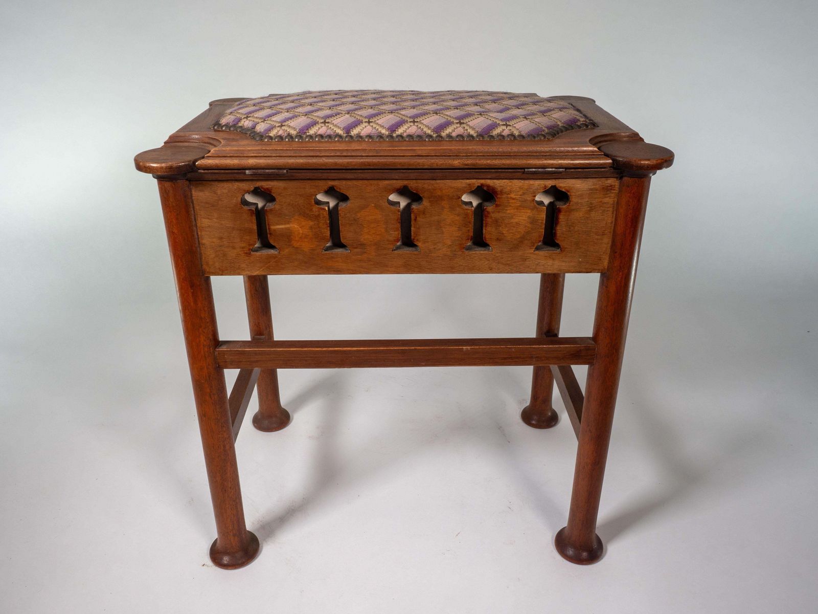 Liberty & Co Attri. Glasgow School Walnut Piano Stool W. Storage Under The Seat photo Furniture