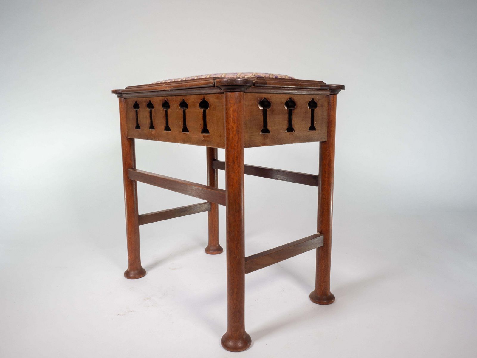 photo for sale Liberty & Co Attri. Glasgow School Walnut Piano Stool W. Storage Under The Seat