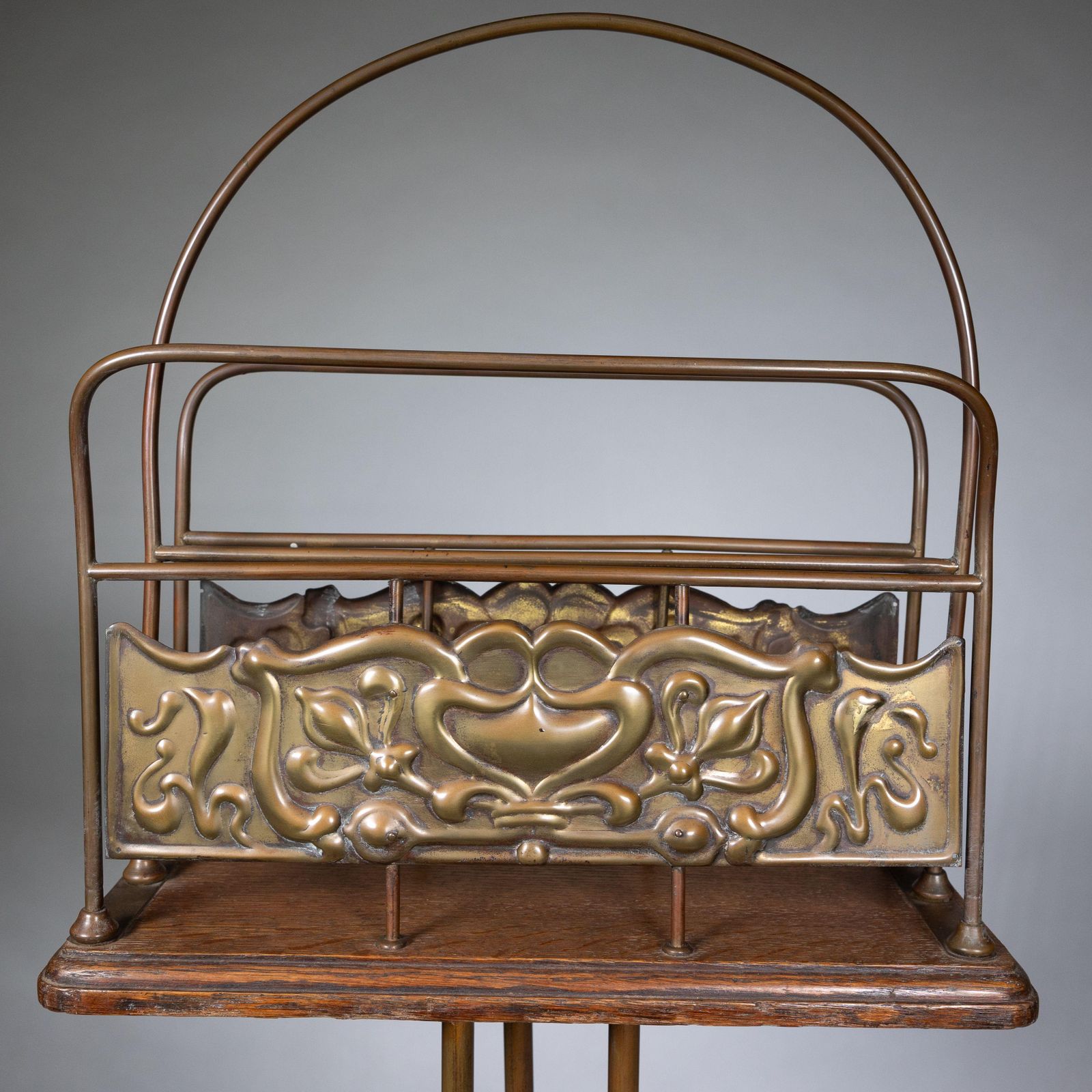 Townshends Brassfounders. An Arts & Crafts Revolving Tripod Magazine Rack photo vinterior