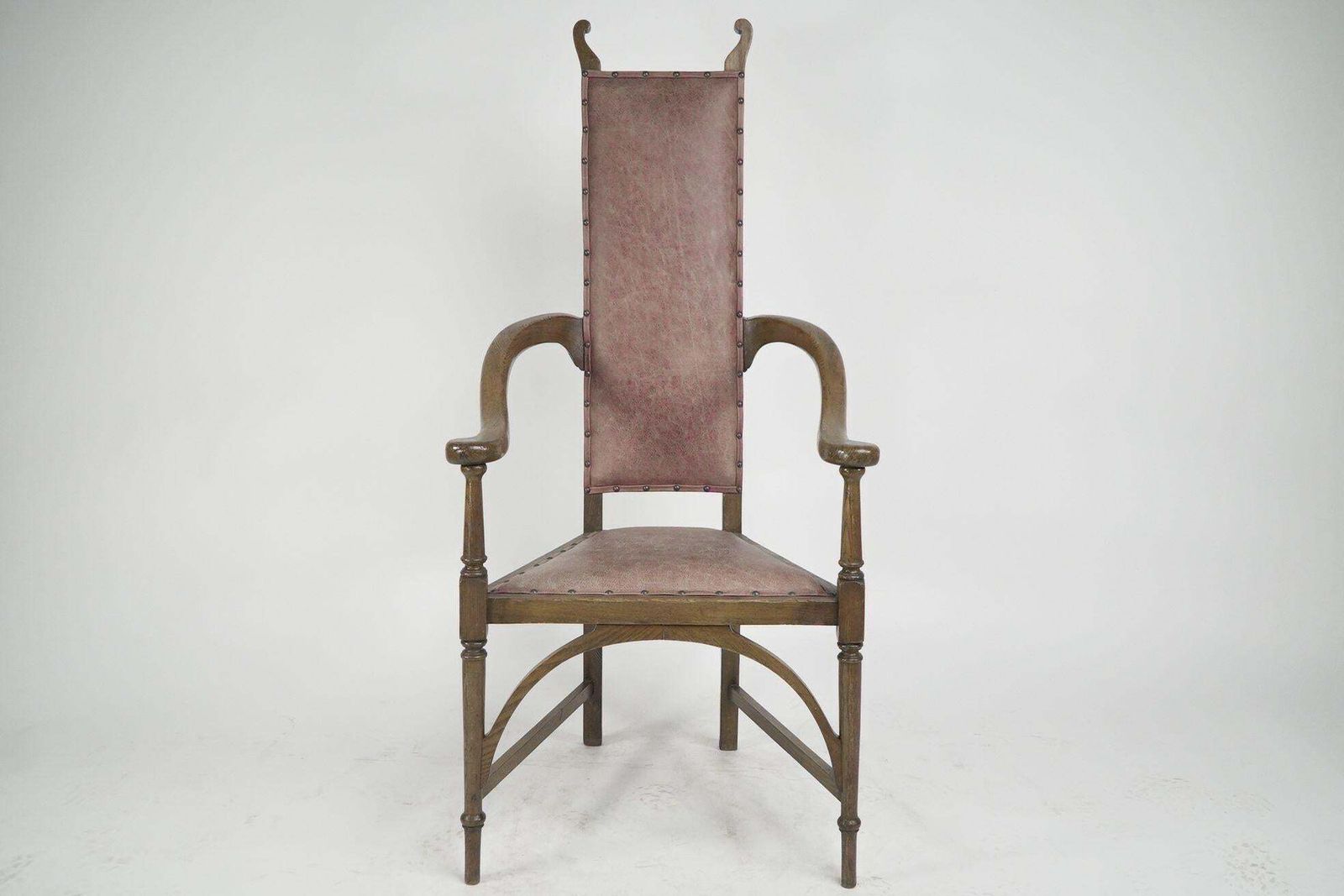 J S Henry. An Ash Arts & Crafts Armchair With An Elongated Back & Curled Ears photo furniture