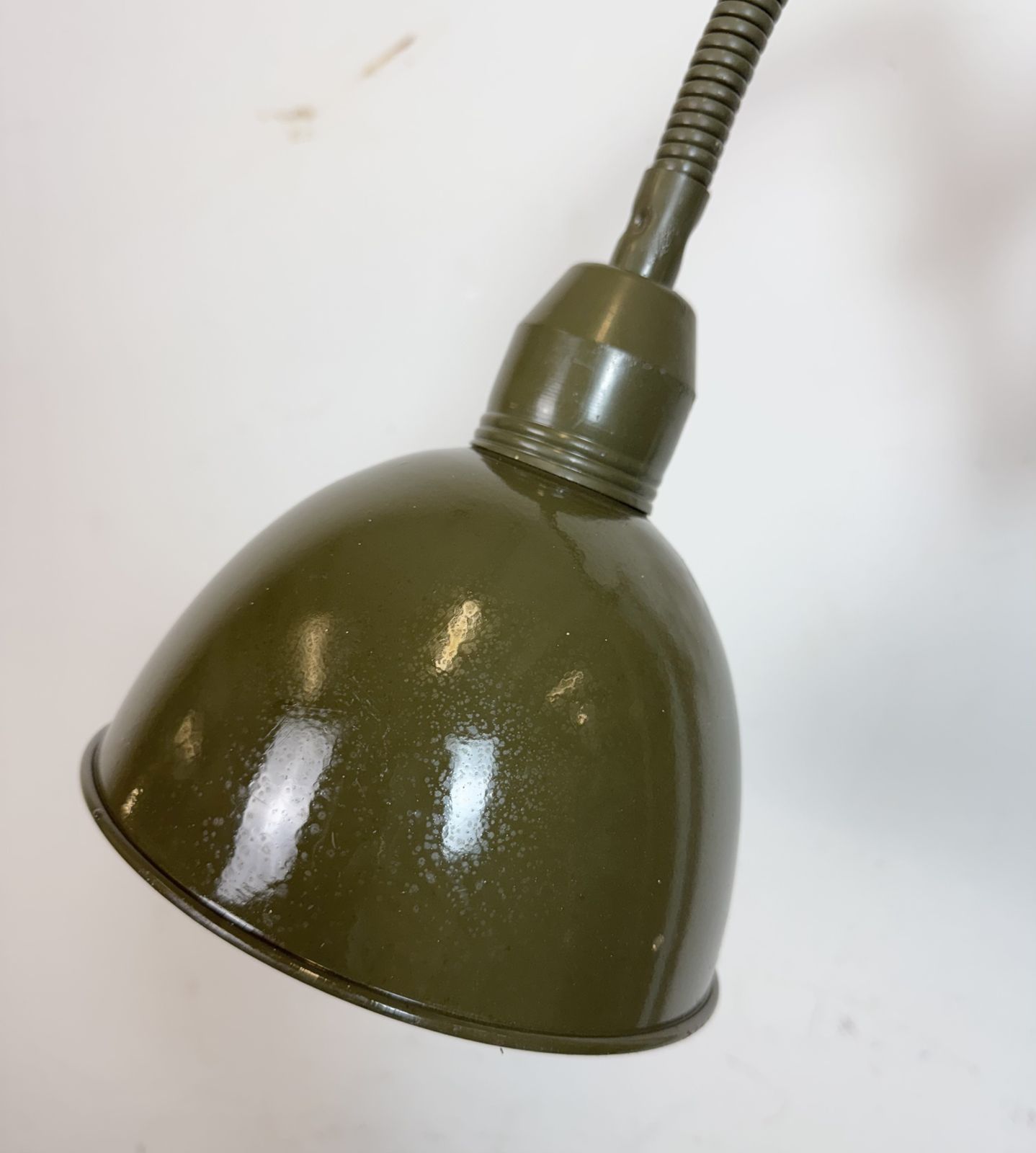 269.0 Green Industrial Military Gooseneck Scissor Wall Lamp From Elektroinstala, 1960s photo