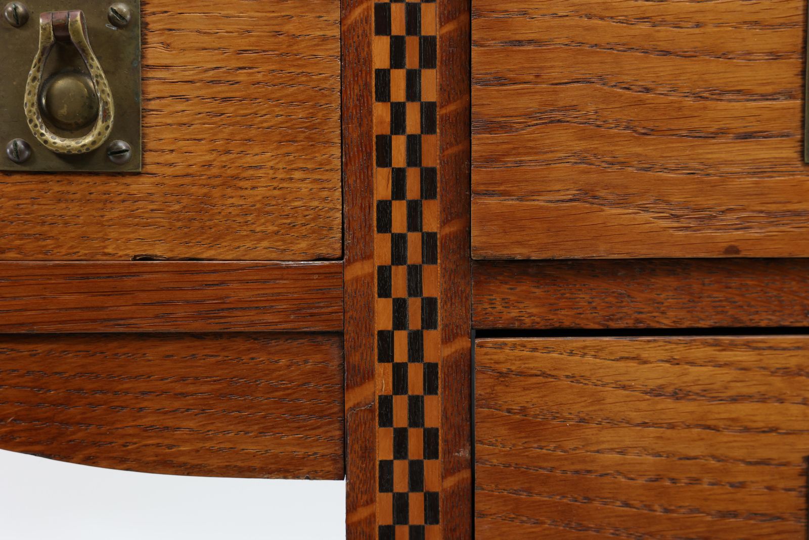 3264.0 Waring And Gillow. An Arts And Crafts Bow Fronted Kneehole Twin Pedestal Desk photo