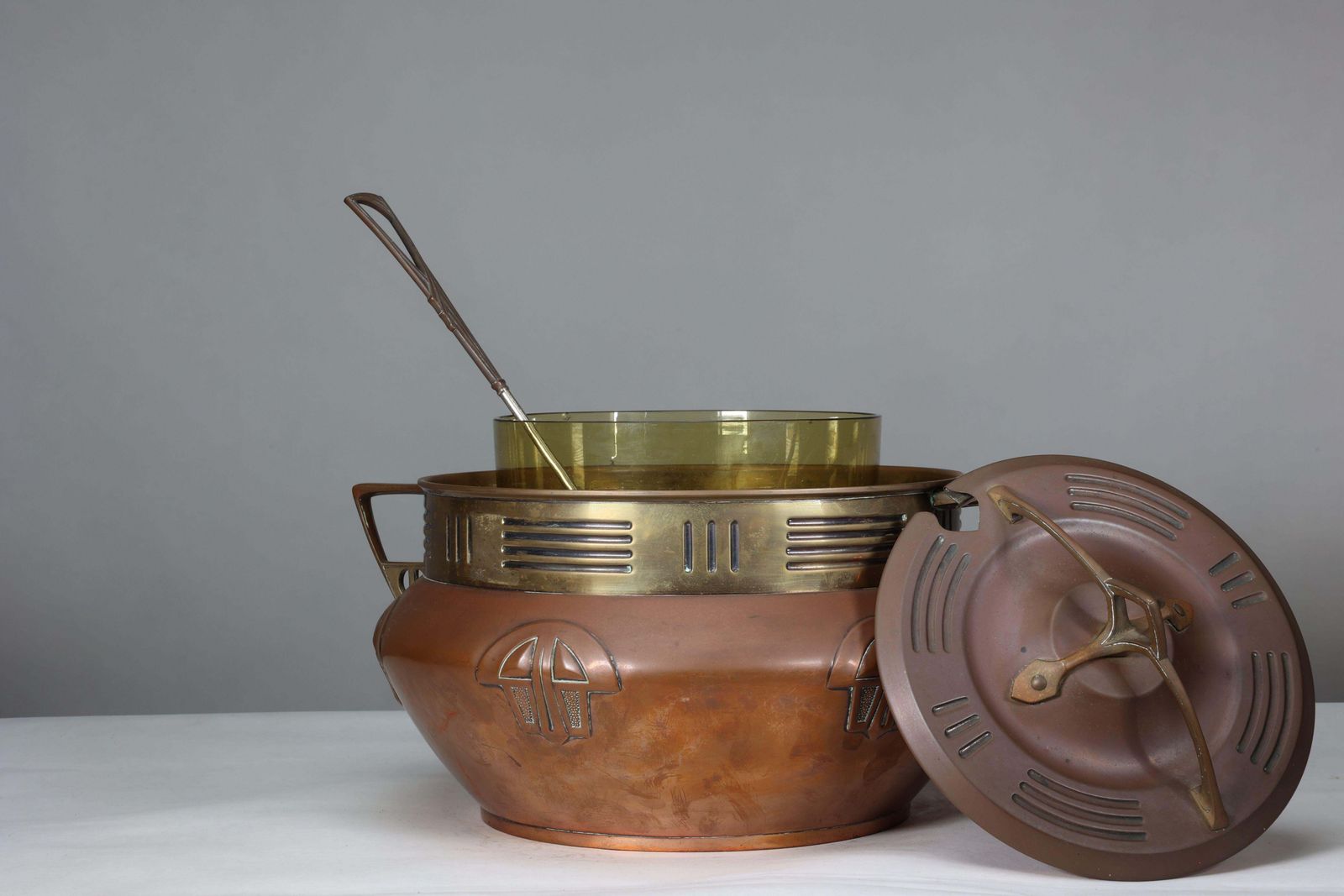 photo furniture Carl Deffner. An Early Secessionist Style Copper And Brass Punch Bowl And Lid