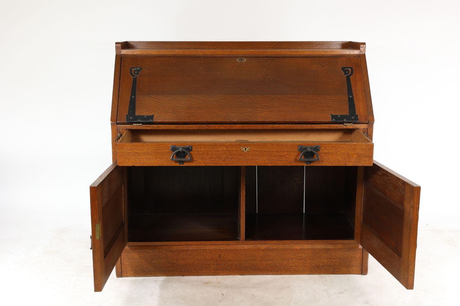 Leonard Wyburd For Liberty & Co. An Arts & Crafts Oak Bureau With Iron Hinges photo furniture