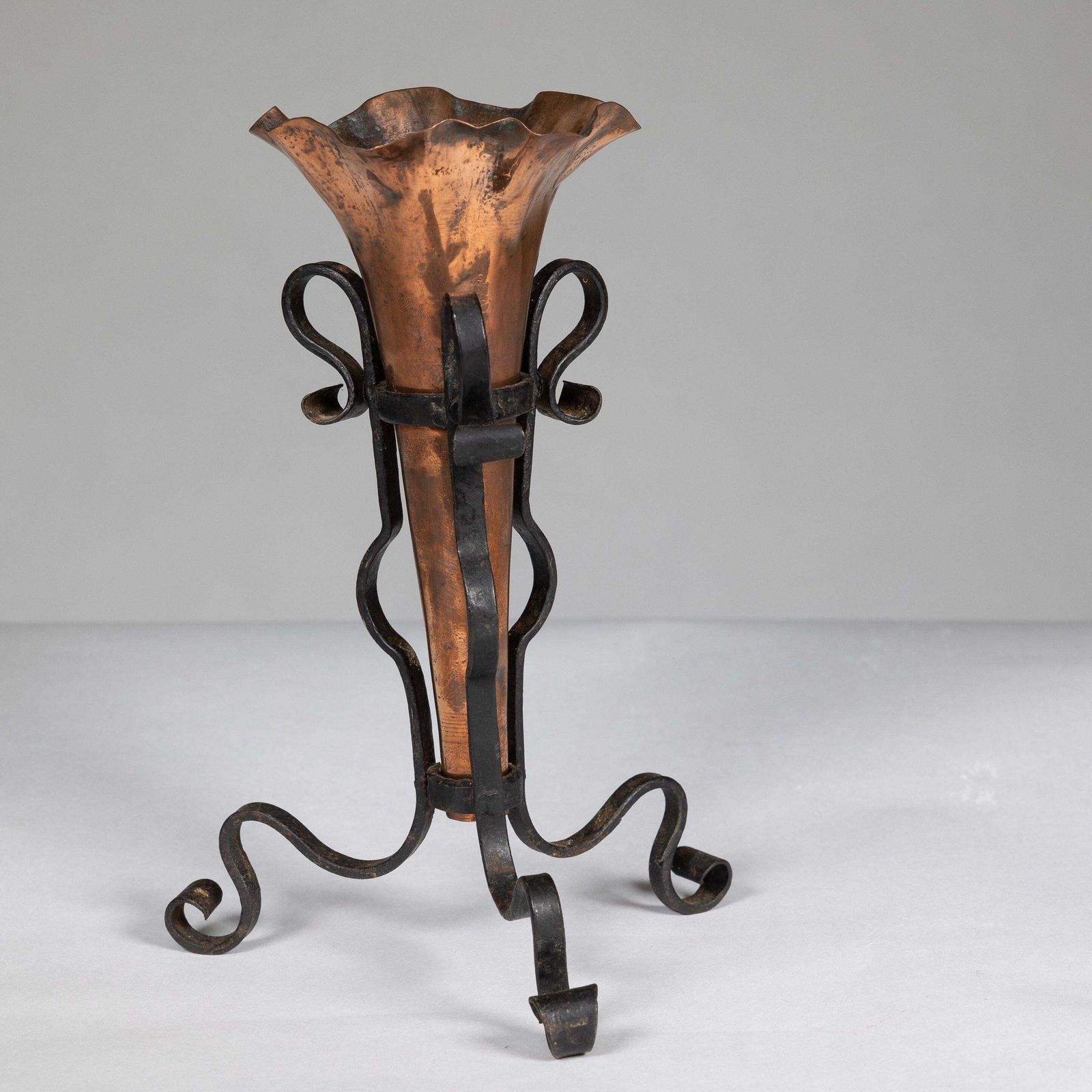 An Arts And Crafts Copper And Hand Wrought Iron Conical Flower Vase photo Home Decor