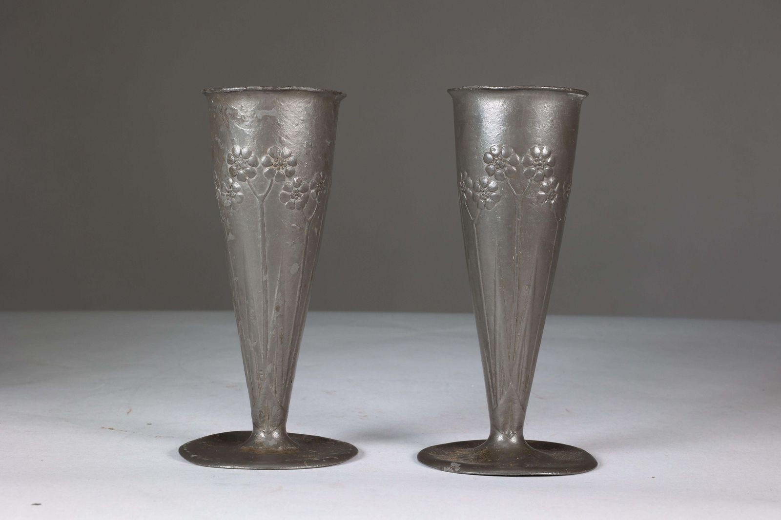 Liberty And Co. A Pair Of Tudric Pewter Vases photo for sale