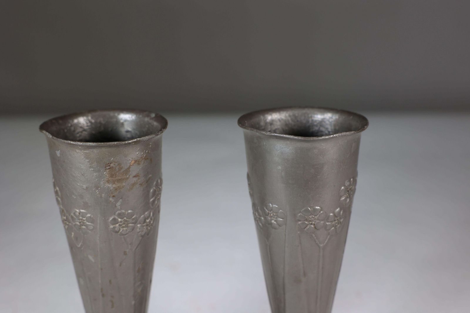 Liberty And Co. A Pair Of Tudric Pewter Vases photo buy