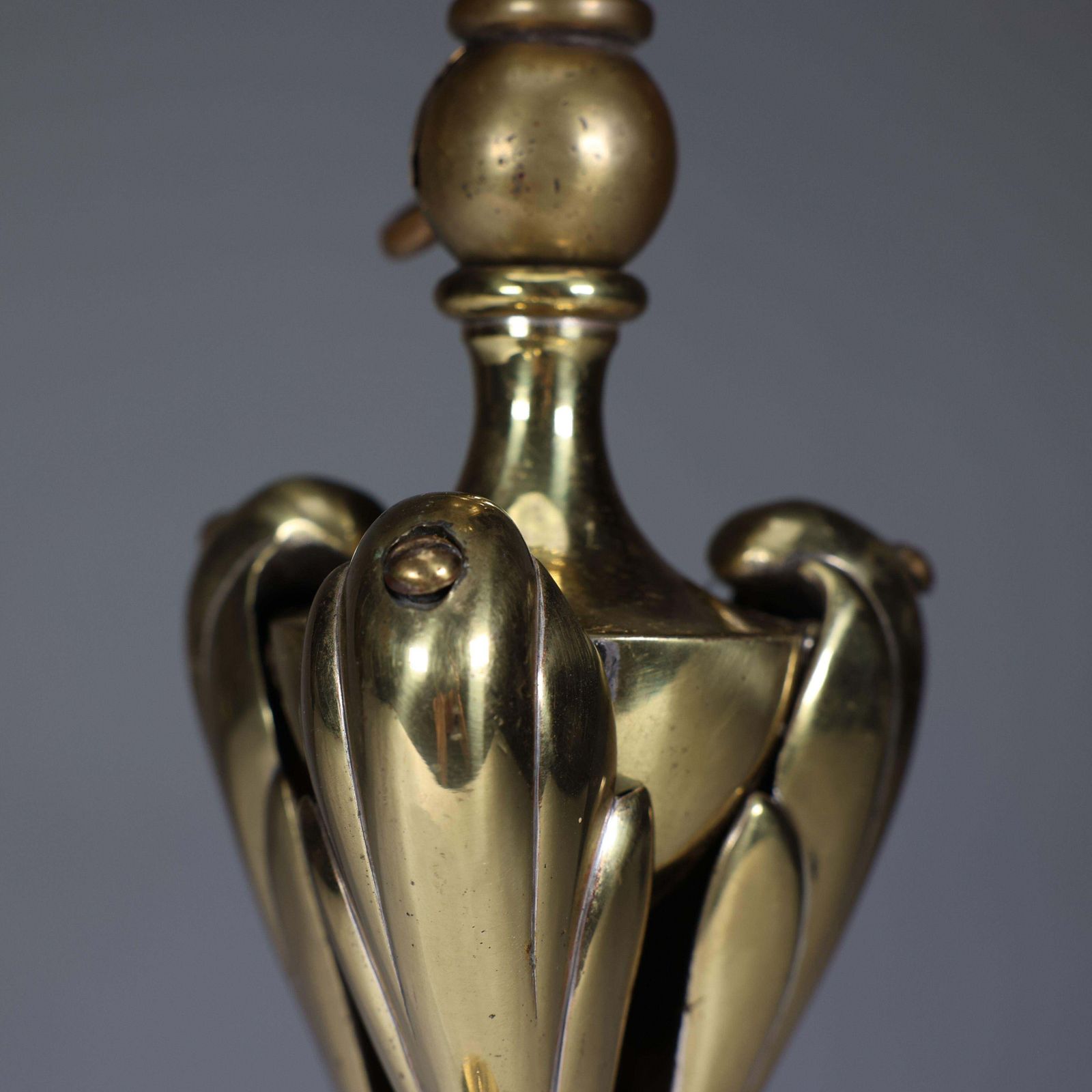 photo furniture An Arts & Crafts Brass Table Lamp Tulip Shaped With Heart Cut Outs To The Base