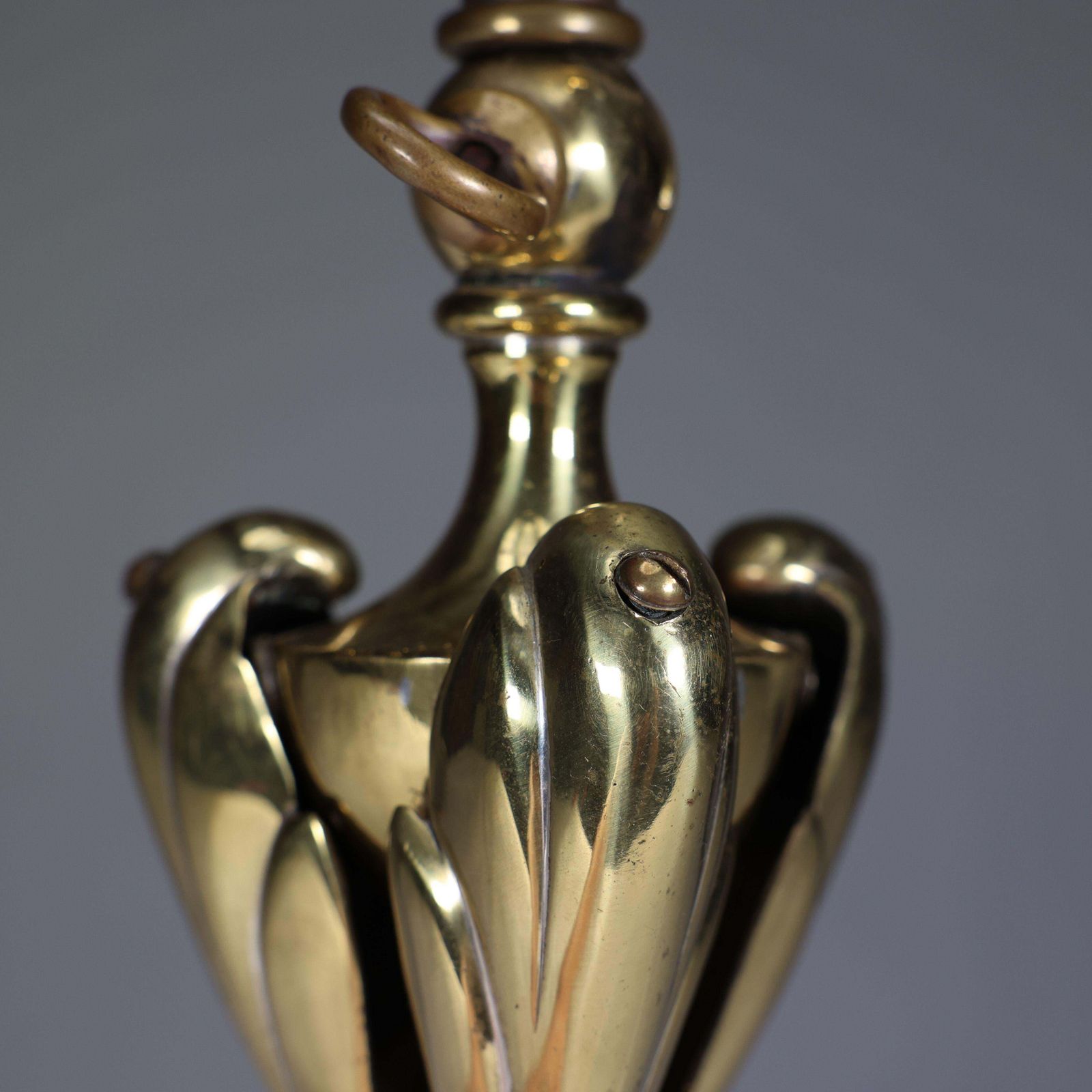 Lighting An Arts & Crafts Brass Table Lamp Tulip Shaped With Heart Cut Outs To The Base photo