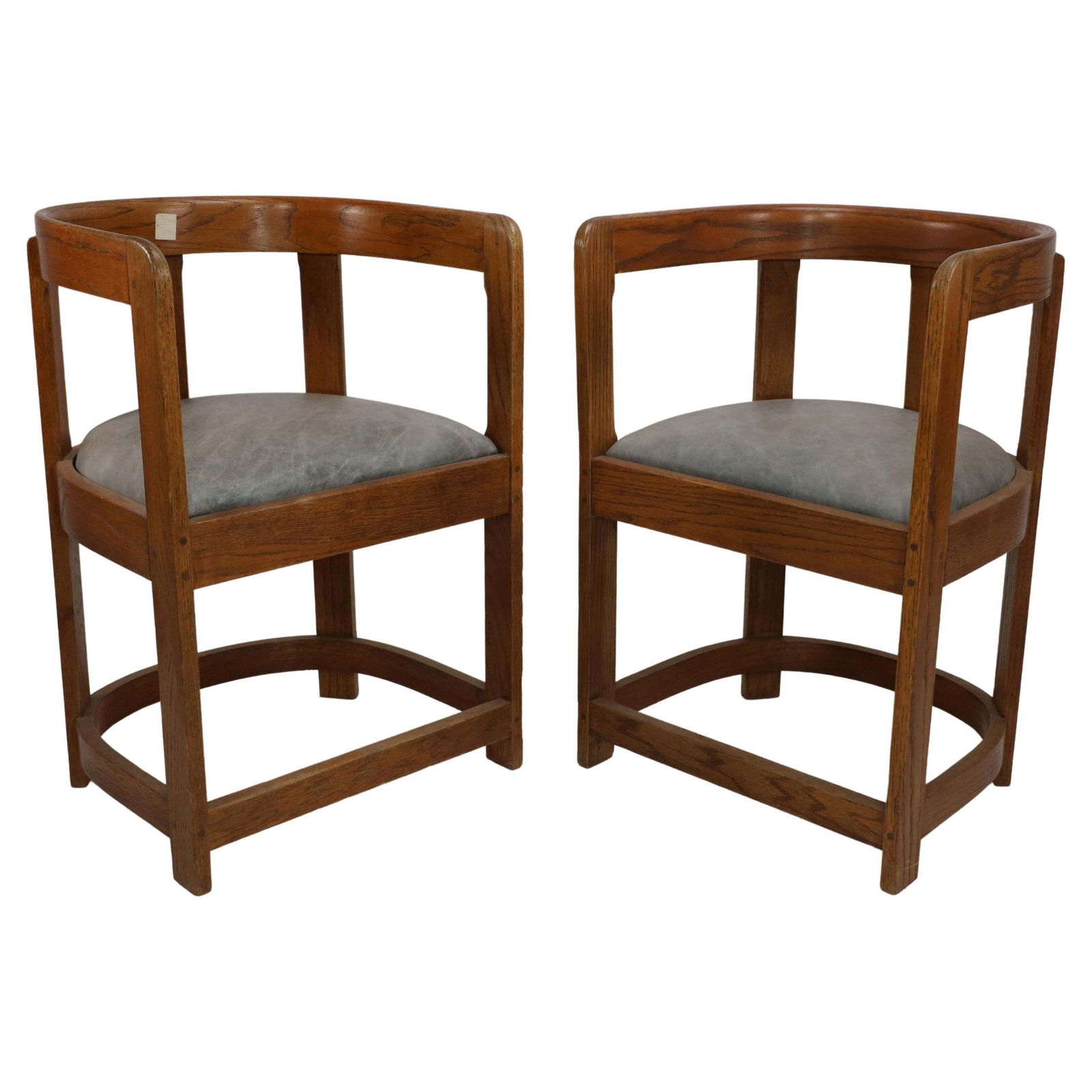 A Pair Of Scottish School Armchairs Of Barrell Form