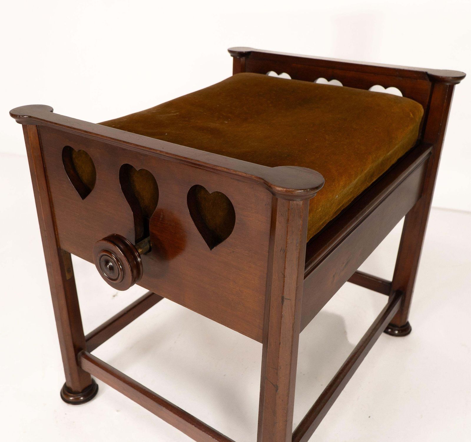Furniture J S Henry In The Style Of Voysey. An Arts & Crafts Walnut Adjustable Piano Stool photo