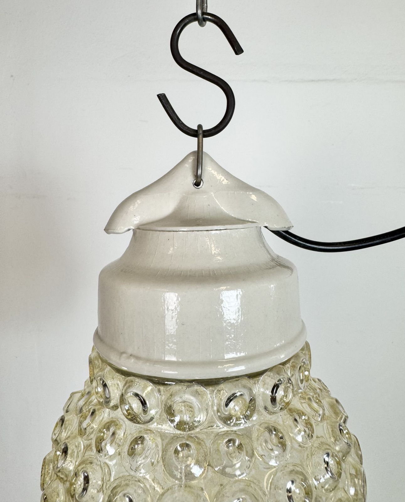 Lighting Vintage White Porcelain Pendant Light, 1970s, 2x photo