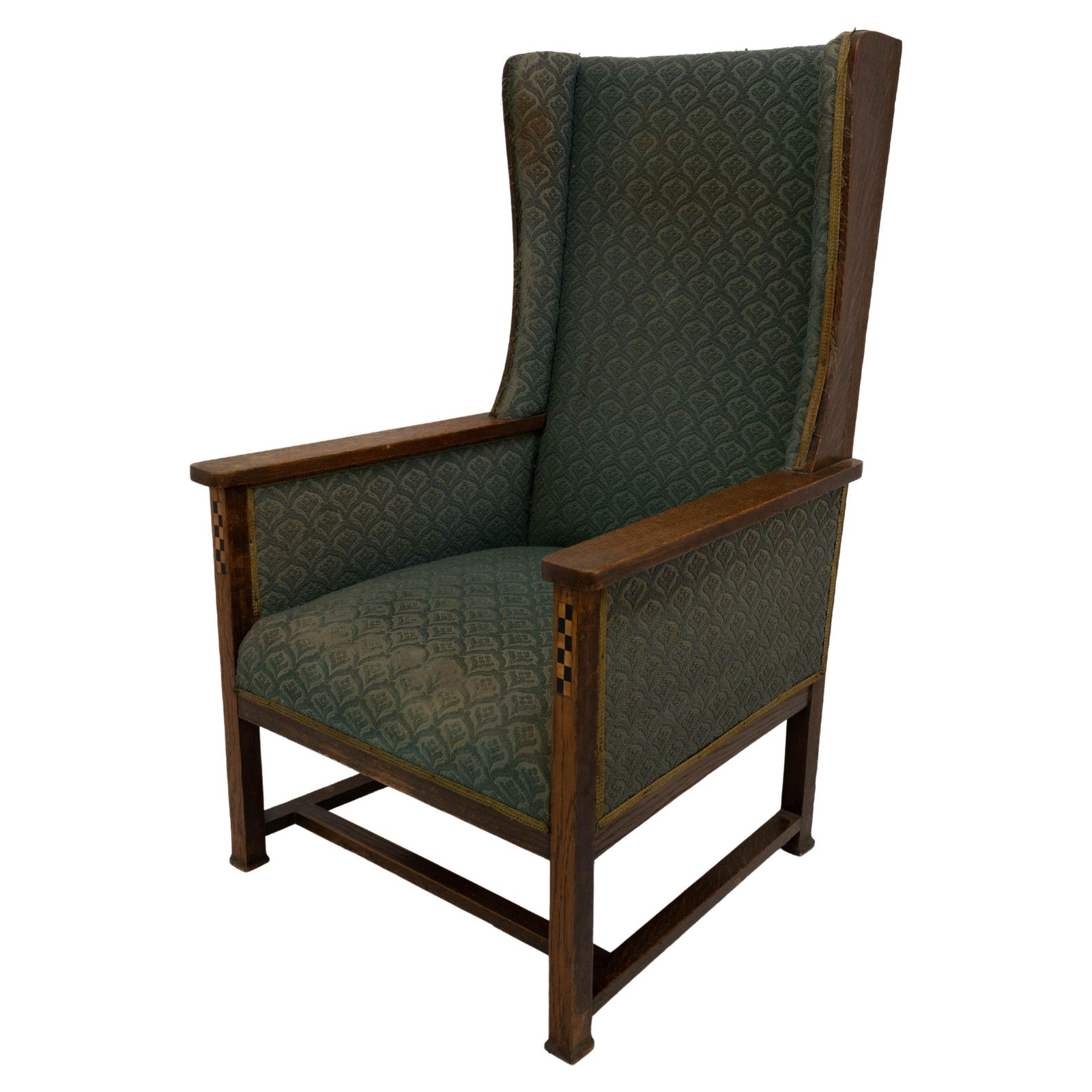 Walter Skull Of High Wycombe. Arts & Crafts Oak Armchair With Chequer Inlays