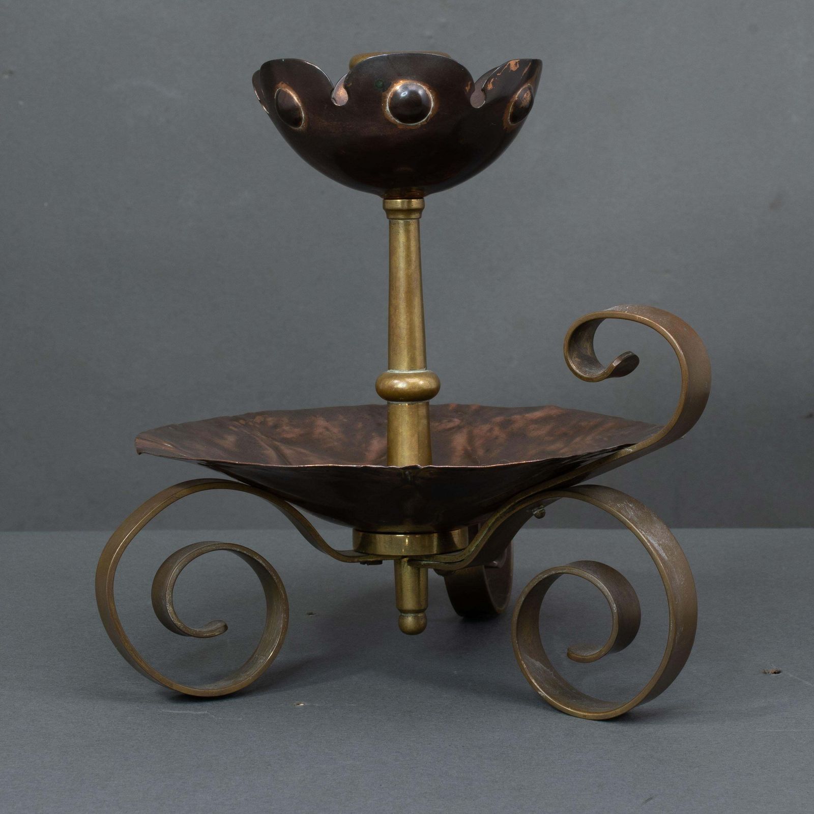 Benham & Froud. Pair Of Arts & Crafts Copper Night Candle Holder W. Flower Head photo 867.0