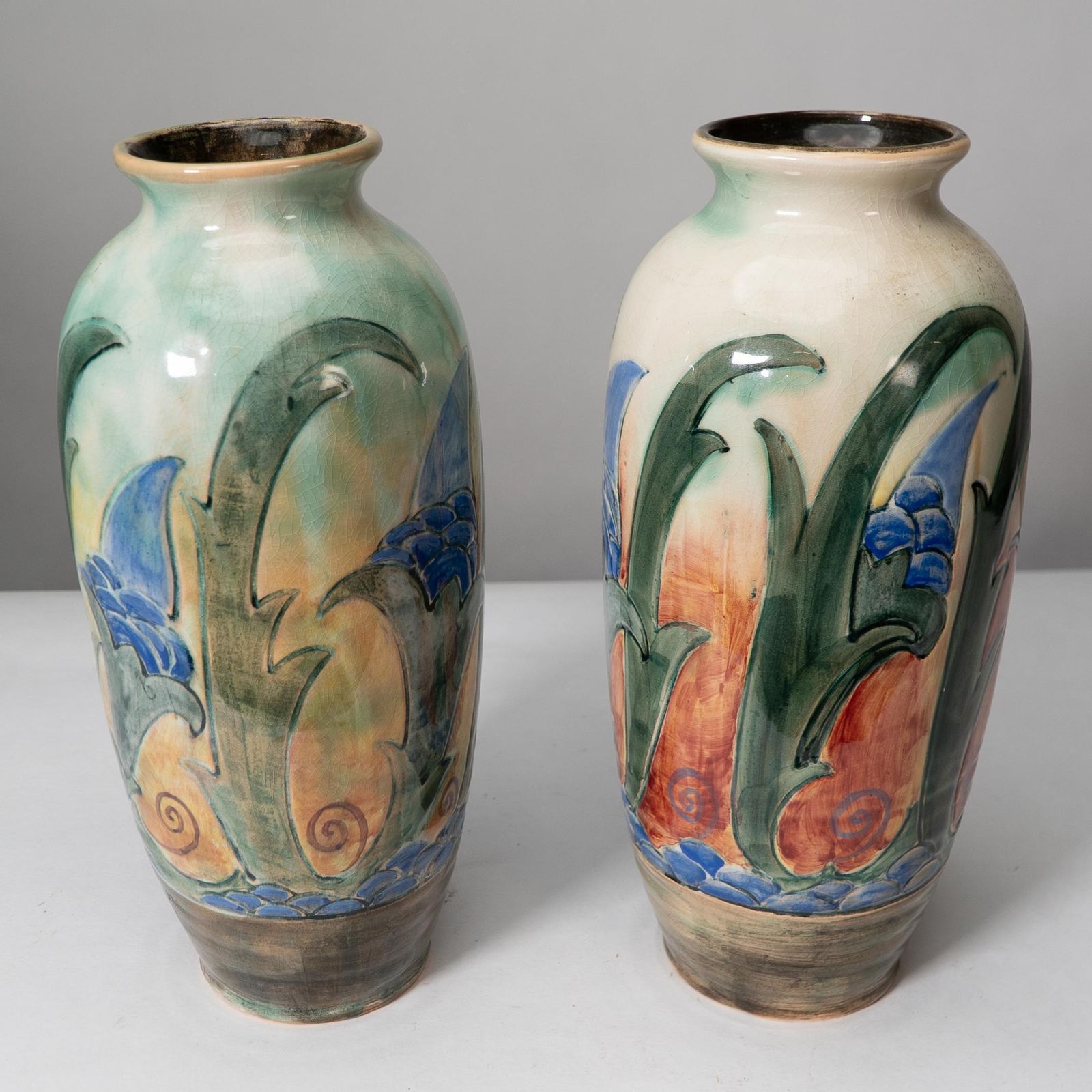 Frank Brangwyn For Royal Doulton. A Pair Of Hand Painted Vases photo Home Decor