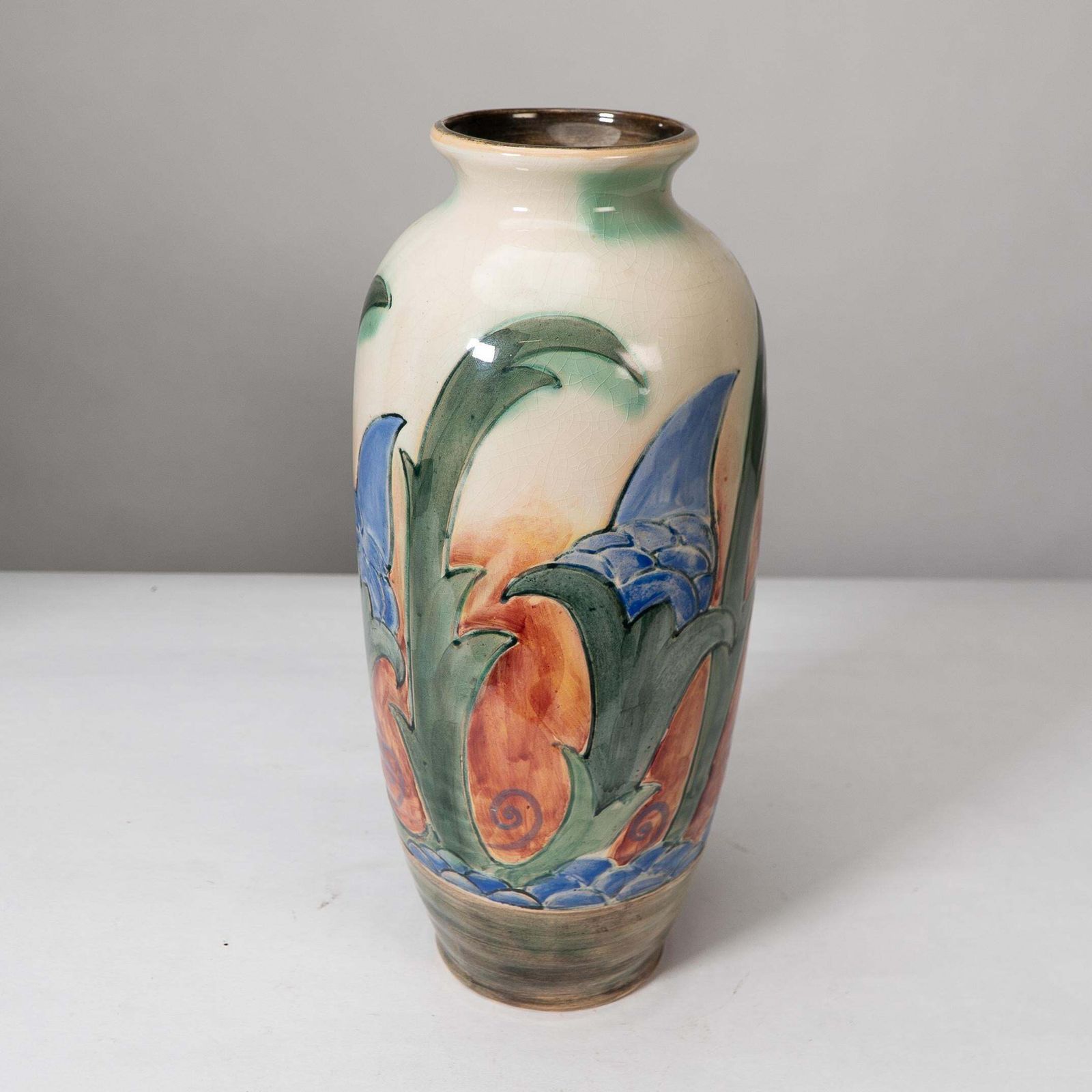 Frank Brangwyn For Royal Doulton. A Pair Of Hand Painted Vases photo vintage
