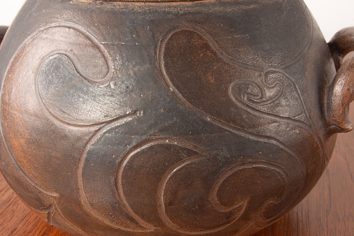 Large Glazed Stoneware Pot With Stylized Decoration By Georges Martin France 1970. photo vinterior