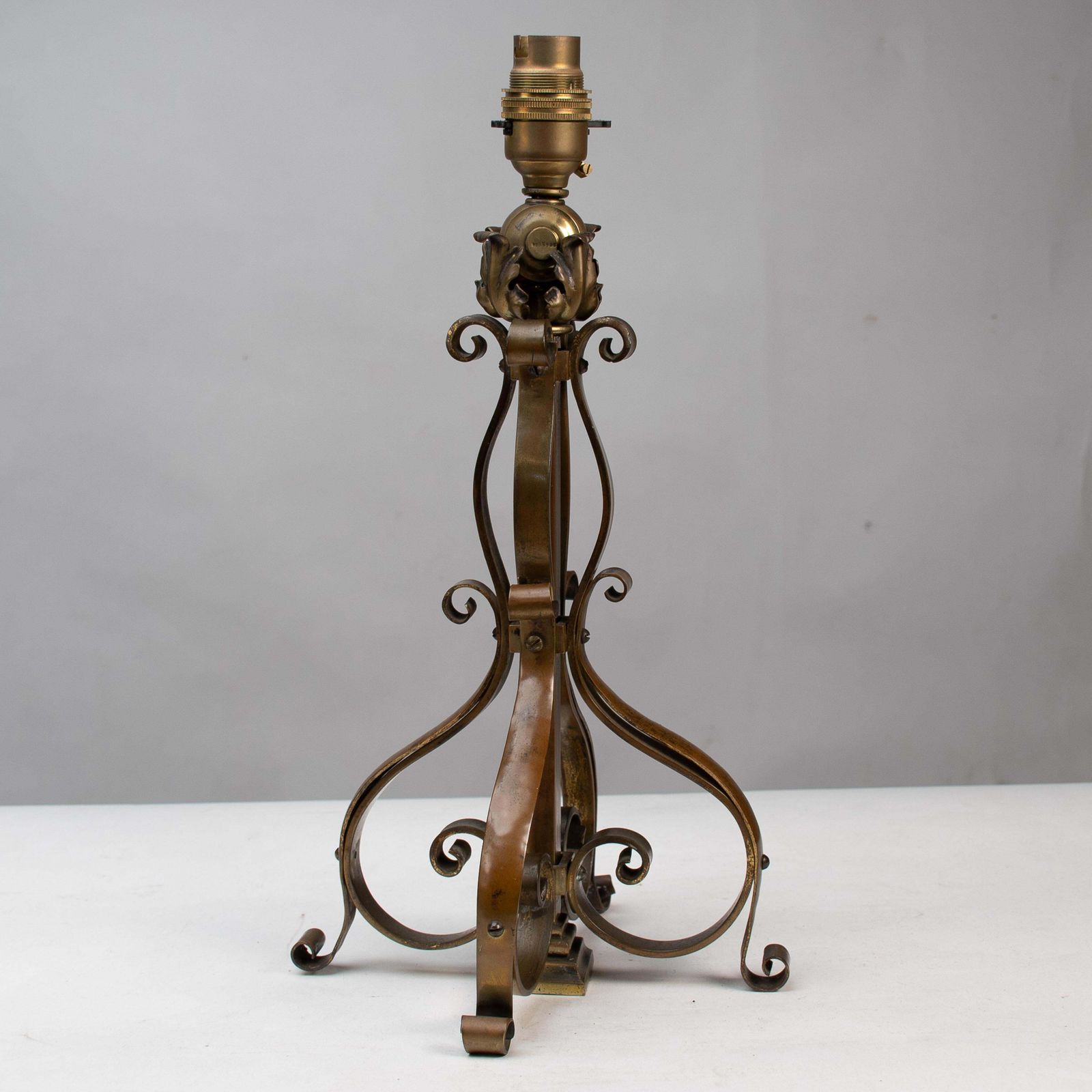 photo for sale A Pair Of Arts And Crafts Brass Table Lamps Or Post Lamps
