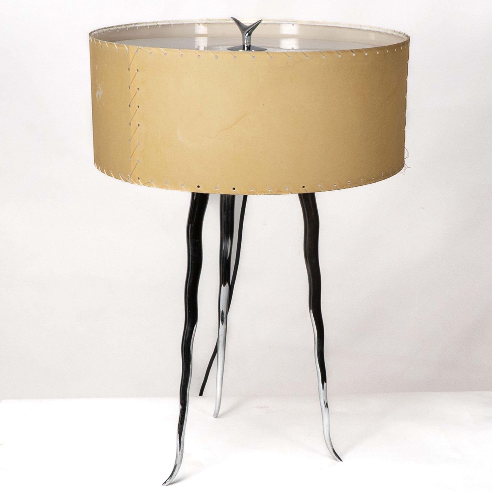 Gerald Thurston In The Style Of. A Mid Century Tripod Polished Steel Table Lamp photo vinterior
