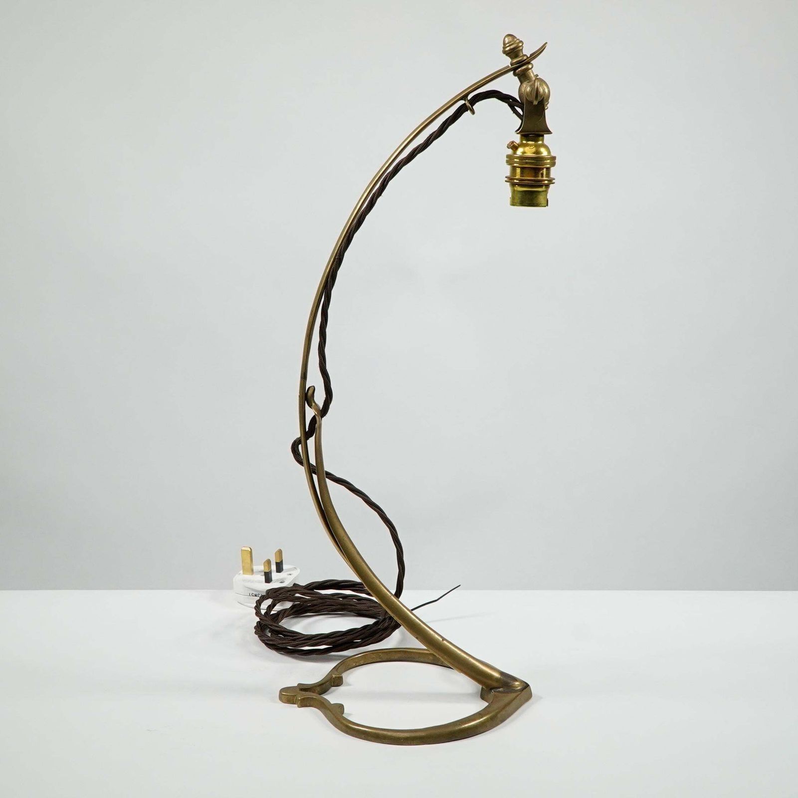 Was Benson. A Pair Of Tall Swan Necked Table Lamps With Heart Shaped Base photo buy