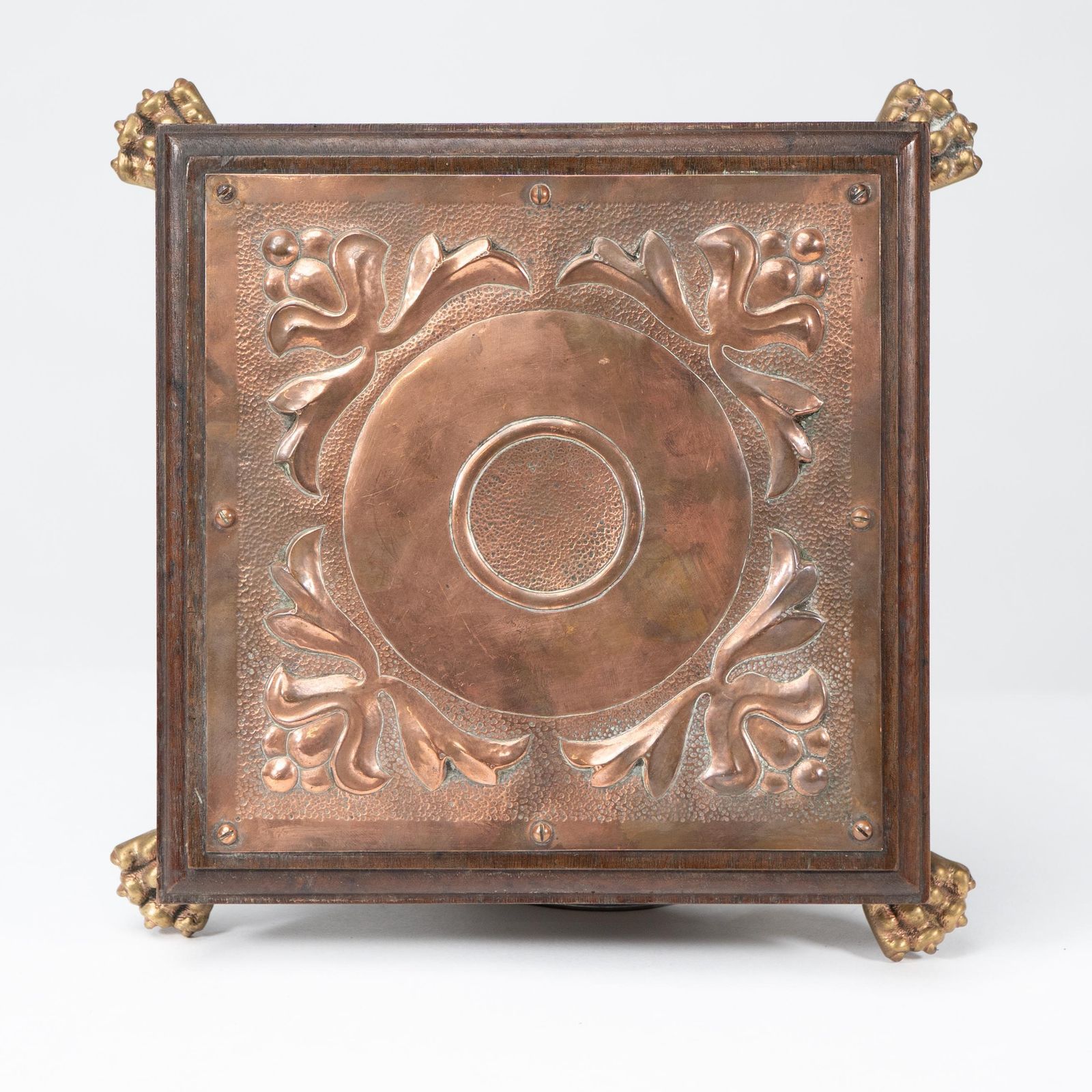 Benham & Froud Attri. An Arts & Crafts Copper And Oak Teapot Stand Or Trivet photo for sale
