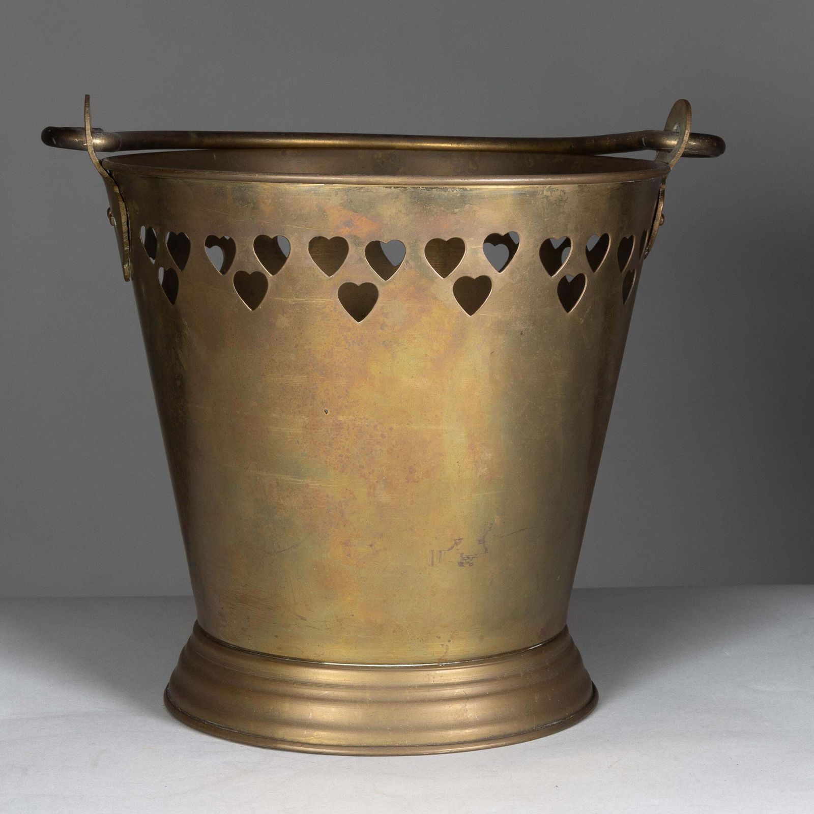 An Arts & Crafts Brass Champagne Bucket With Pierced Voysey Style Heart Decor photo Home Decor