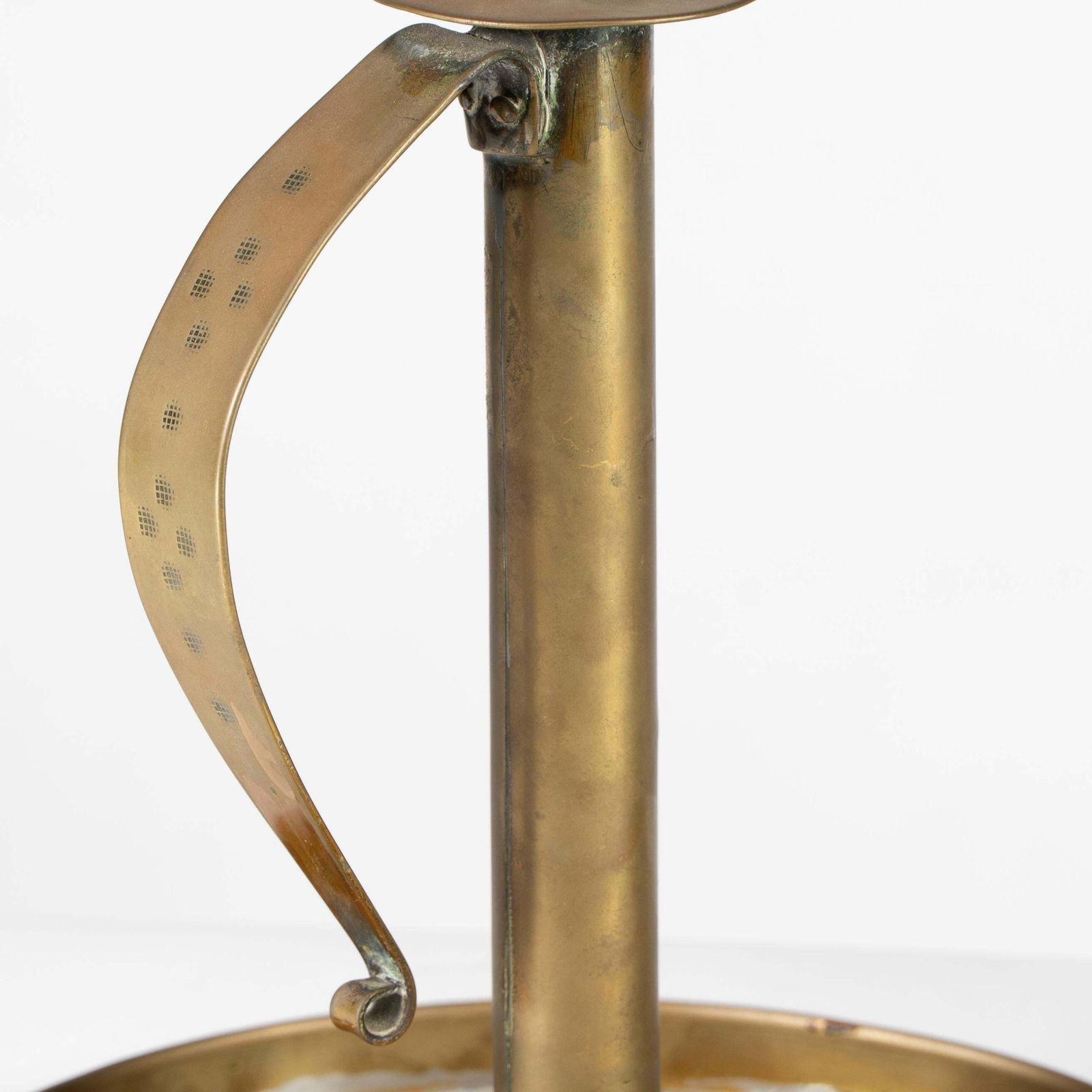 photo furniture A Pair Of Scottish School Arts & Crafts Brass Candlesticks W Circular Drip Trays