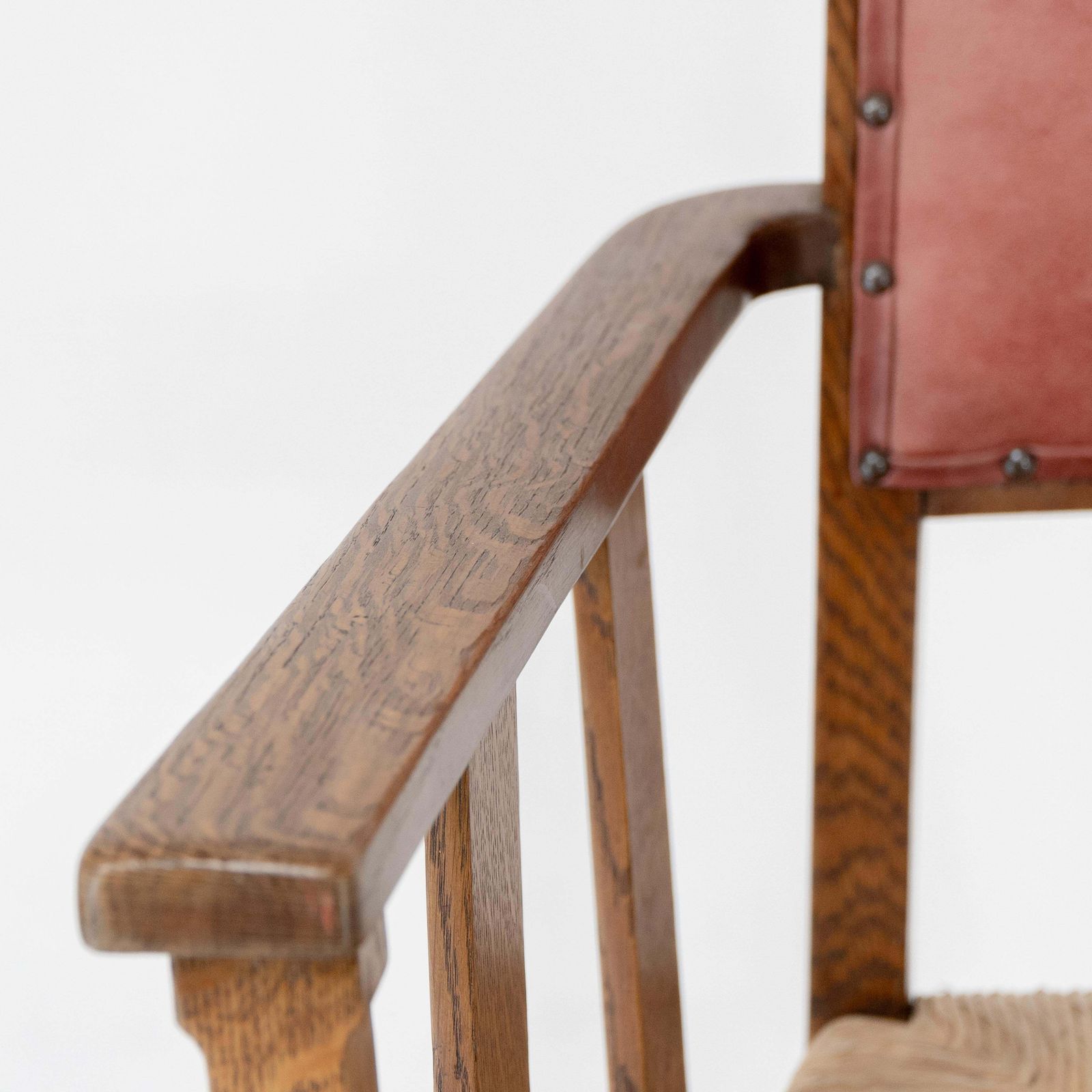Liberty & Co. An Arts & Crafts Rush Seat Armchair With A Shaped Back photo vintage