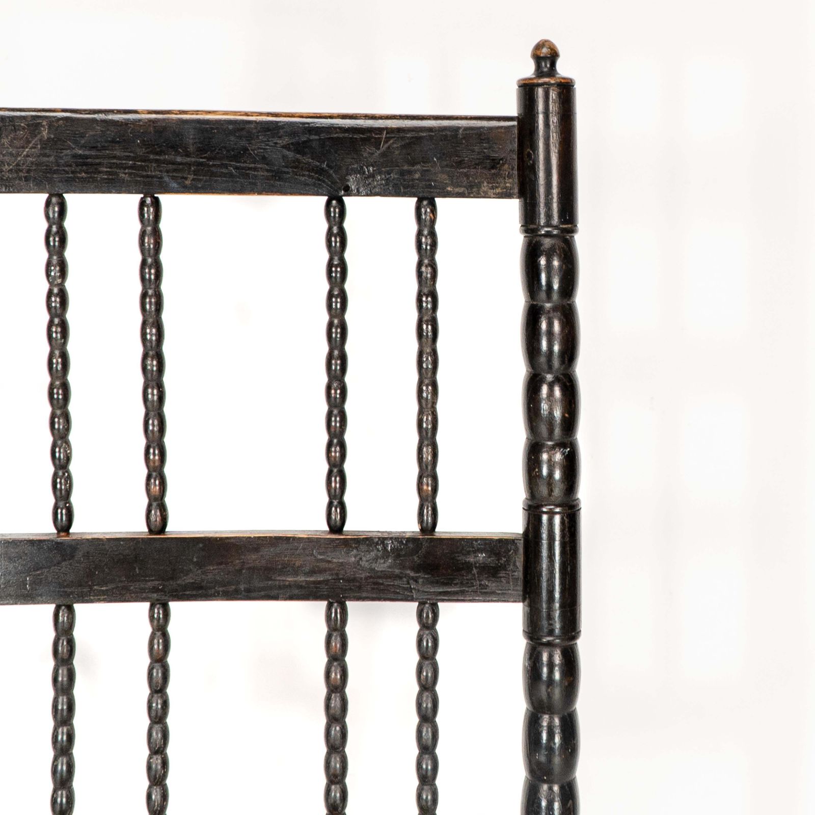 photo furniture Ernest Gimson. A Rare Cotswold School Ebonised Bobbin Turned Rush Seat Low Chair