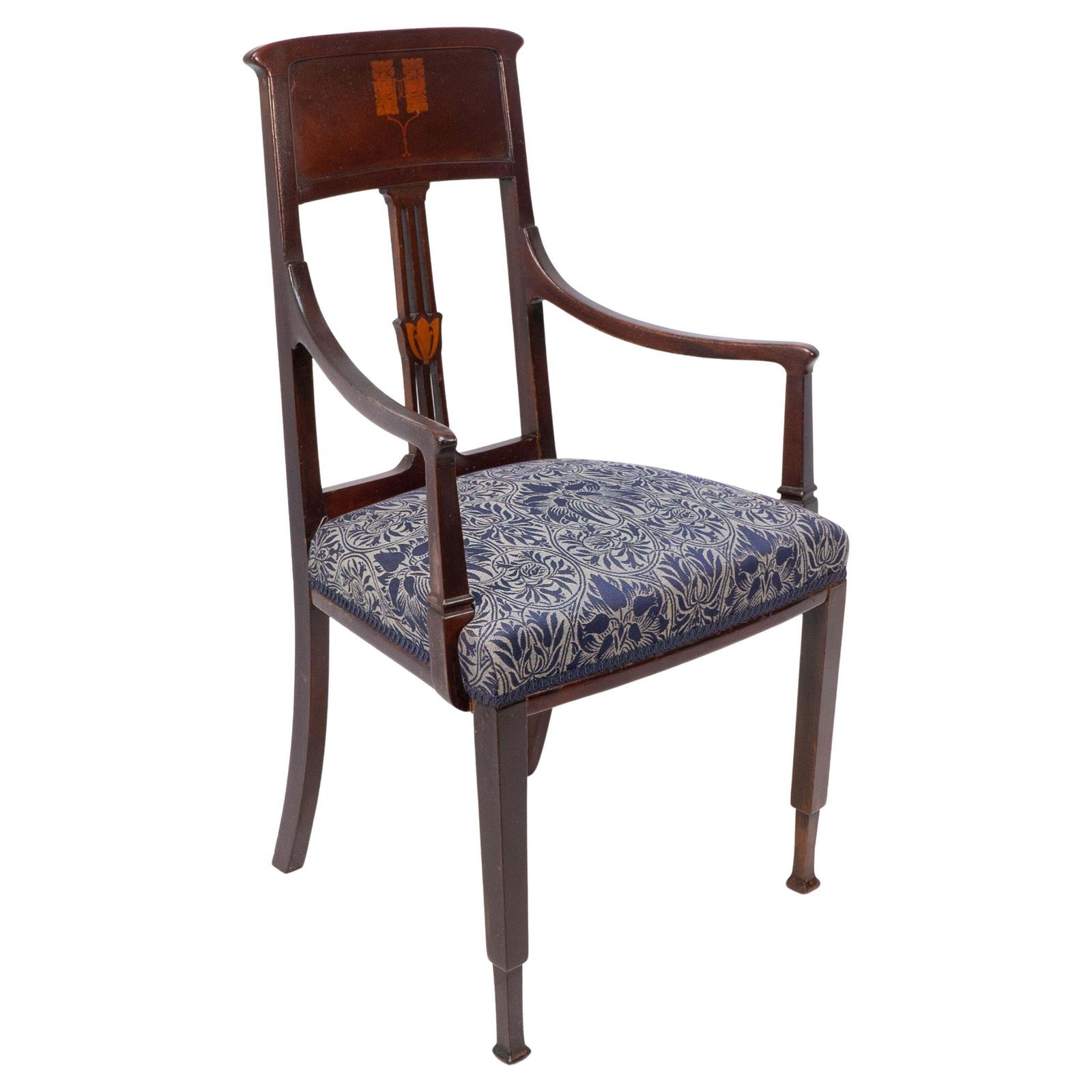 G M Ellwood For J S Henry Attri. An English Arts And Crafts Mahogany Armchair