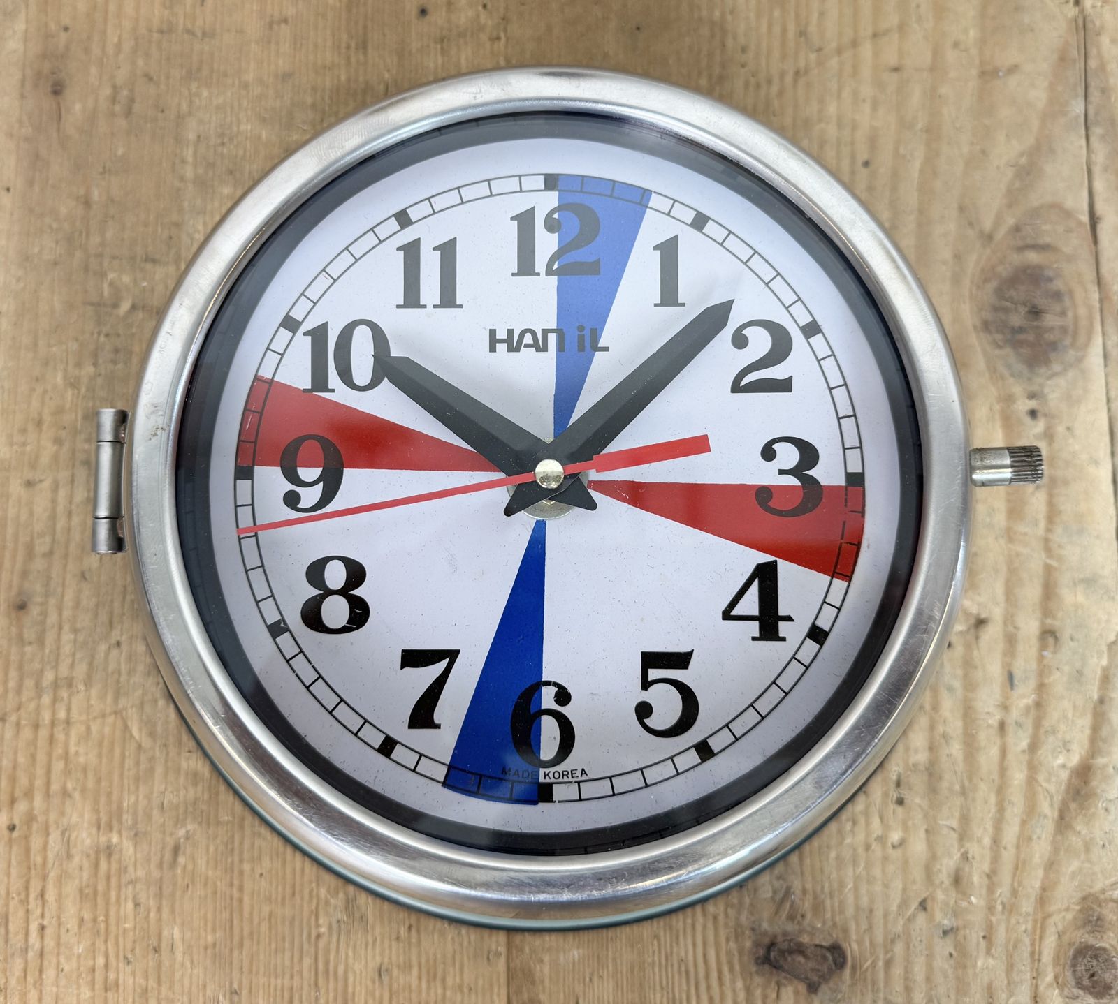 Vintage Blue Hanil Maritime Wall Clock, 1980s photo buy