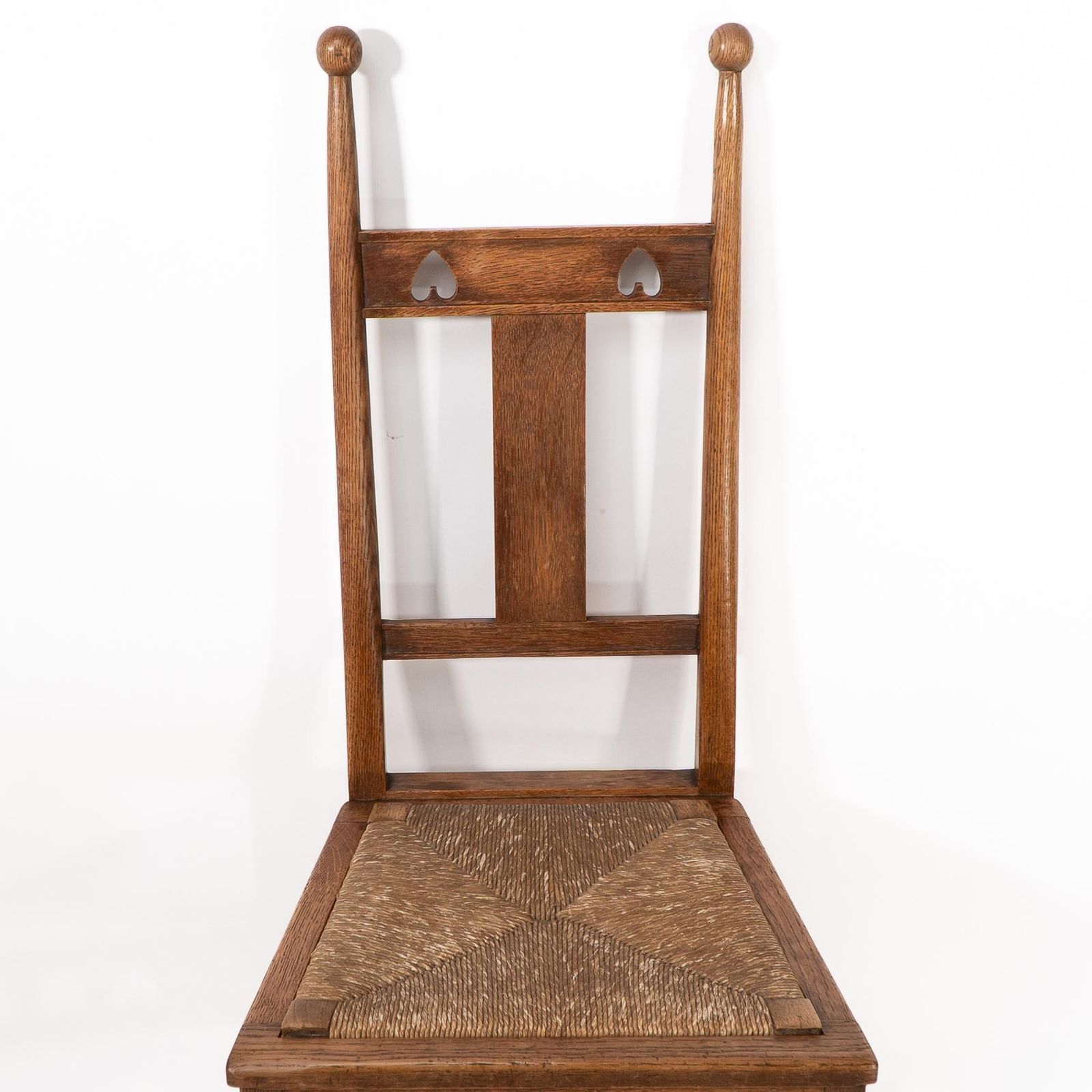 Shapland & Petter. An Arts & Crafts Oak Desk Or Side Chair With Pierced Hearts photo vinterior