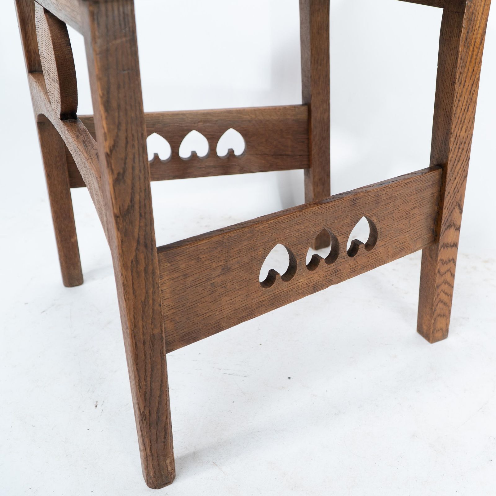 Furniture Shapland & Petter. An Arts & Crafts Oak Desk Or Side Chair With Pierced Hearts photo