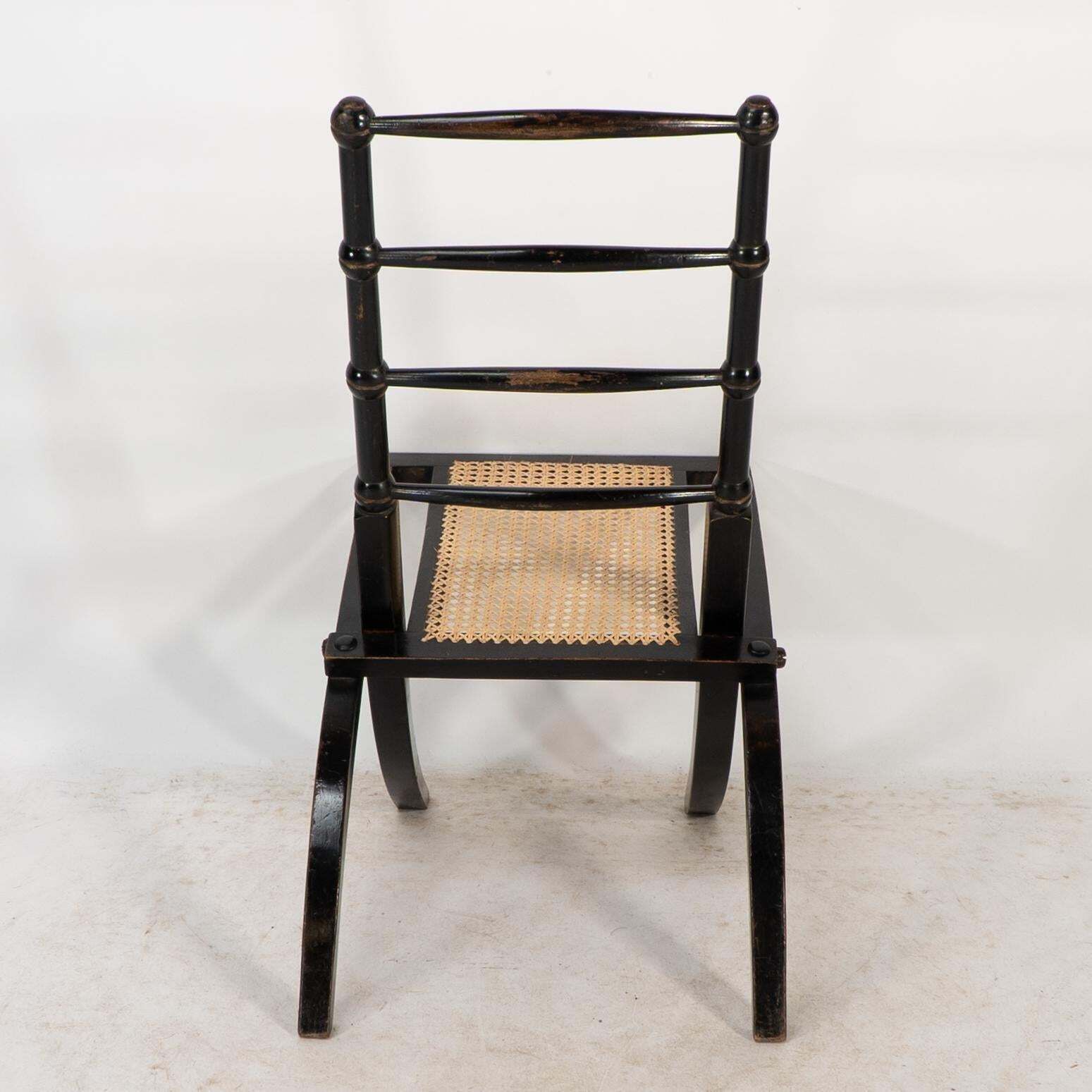 photo furniture Godwin Style. Pair Of Aesthetic Movement Ebonized Folding Chair W. New Cane Seat