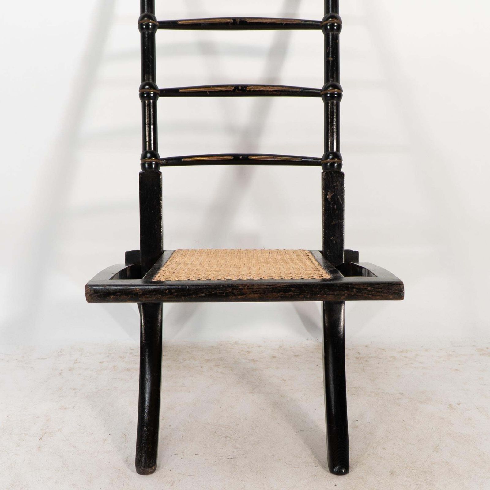 photo vintage Godwin Style. Pair Of Aesthetic Movement Ebonized Folding Chair W. New Cane Seat