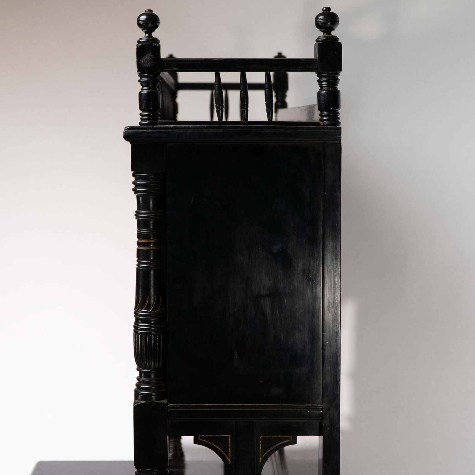 photo for sale Gillows. A Fine Aesthetic Movement Side Cabinet With Hand Painted Floral Panels