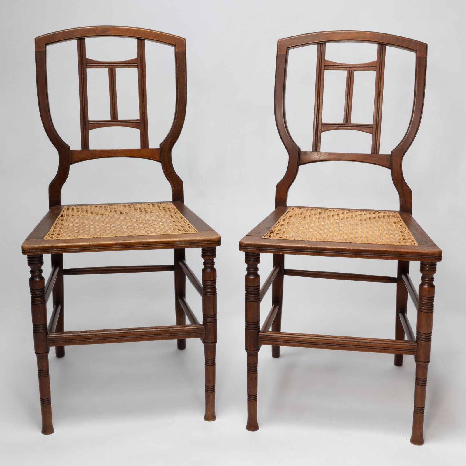 H W Batley Attr. Jas Shoolbred Pair Of Aesthetic Movement Cane Seat Beech Chairs photo furniture